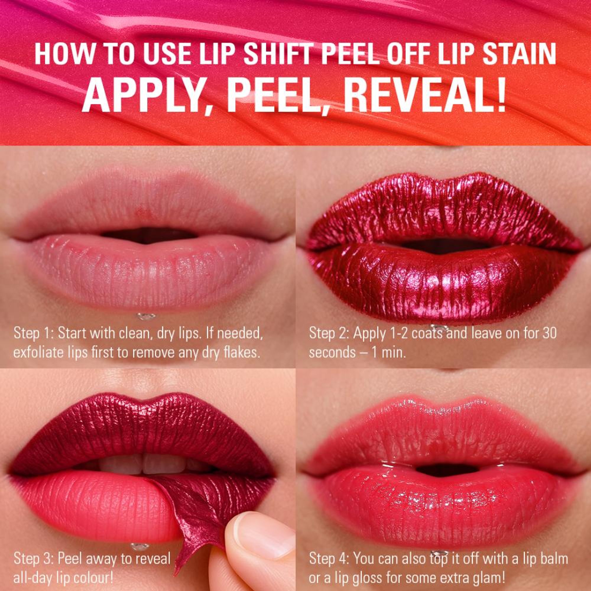 Makeup Revolution Sunset Shift Peel Off Lip - Stain Flushed Pink