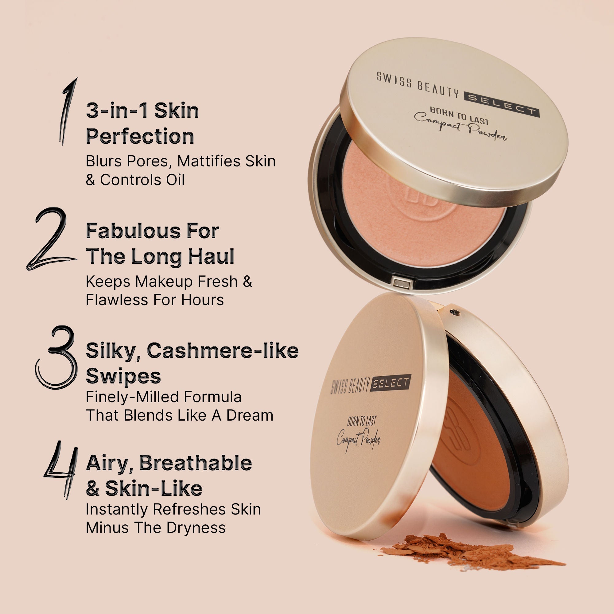 Swiss Beauty Born To Last 3-In-1 Skin Perfection Compact With Vitamin E - 4. Bronze Dusk