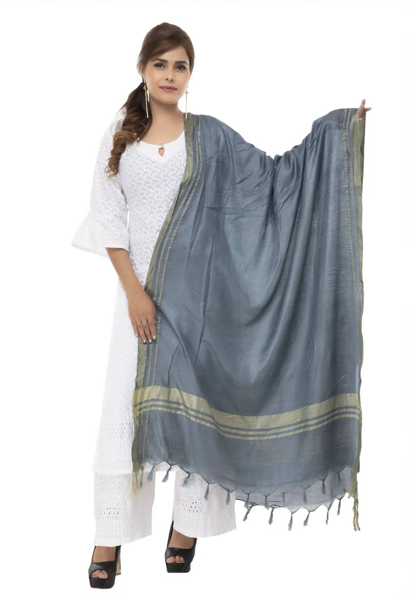 Mominos Fashion Moeza Slub Cotton Grey Dupatta