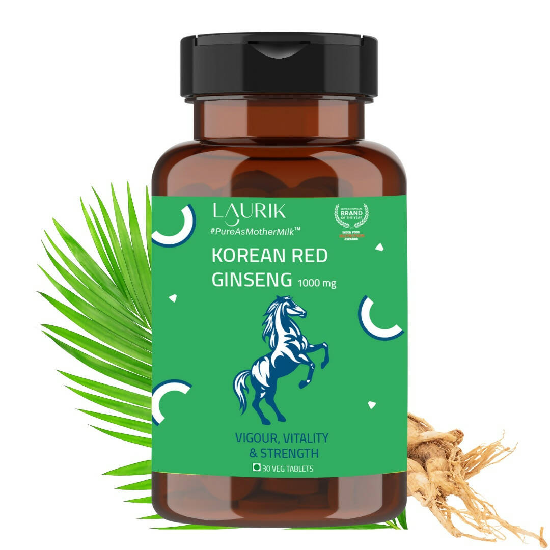 Laurik Koren Red Ginseng 1000Mg Tablets For Men | Natural Plant-Based Supplement For Energy & Stamina