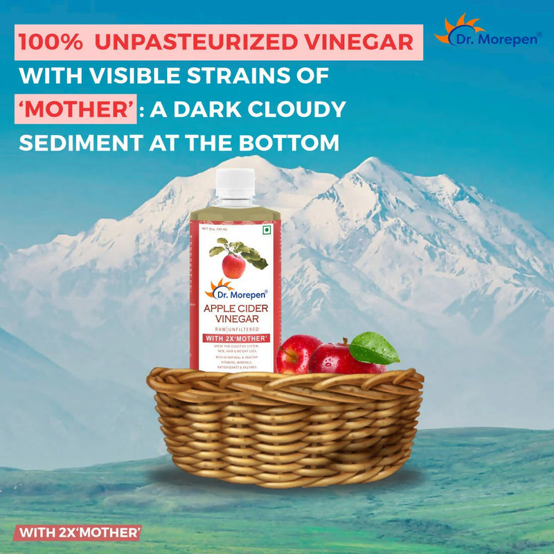 Dr. Morepen Apple Cider Vinegar With 2x Mother for Weight Management, Immunity, Skin & Hair