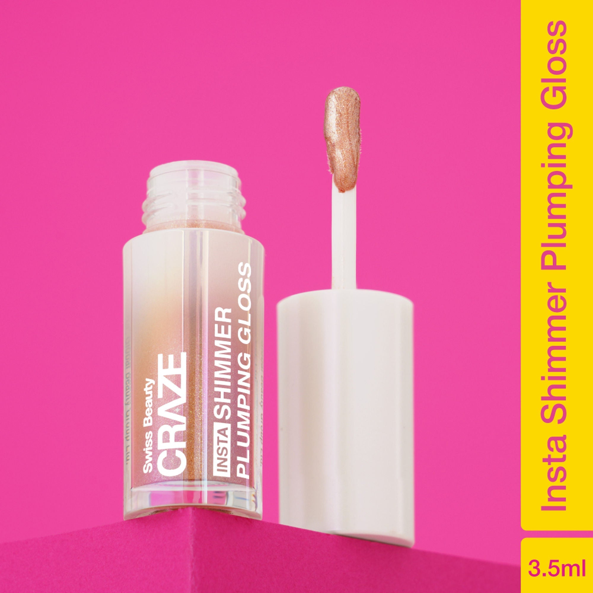 Swiss Beauty CRAZE Insta Shimmer Plumping Gloss |Super Glossy | Non-sticky & Moisturising 1 Main Character