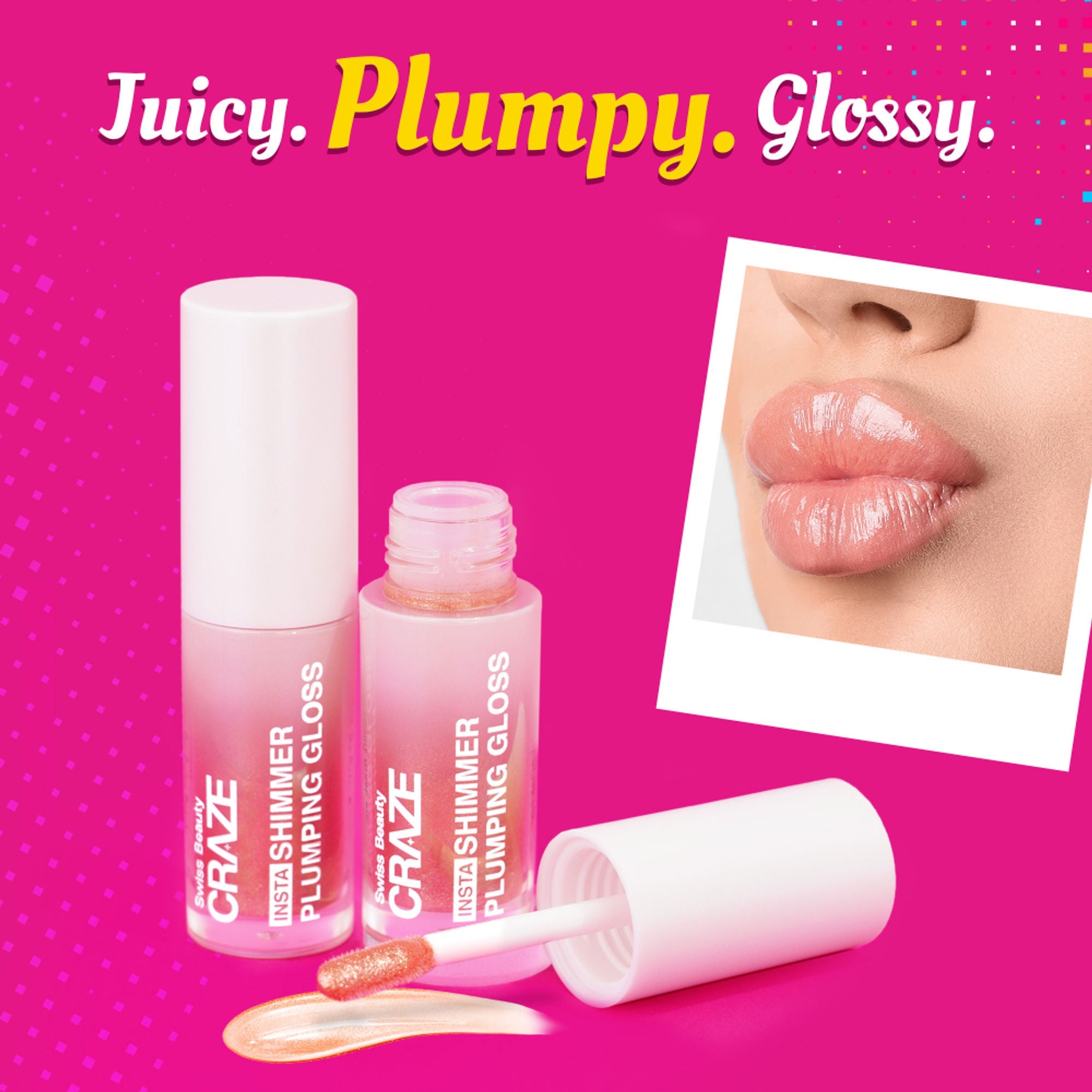 Swiss Beauty CRAZE Insta Shimmer Plumping Gloss |Super Glossy | Non-sticky & Moisturising 1 Main Character