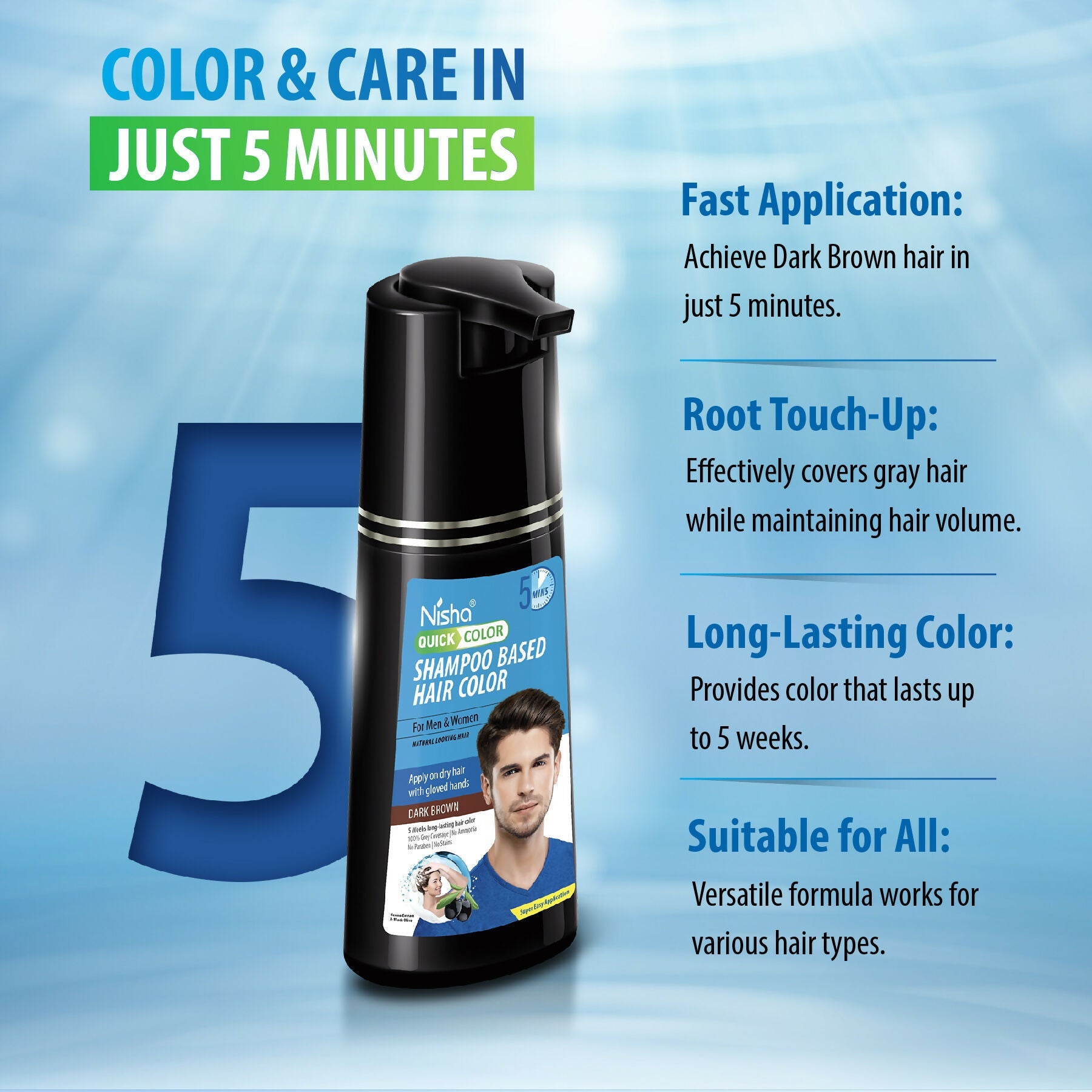 Nisha Quick Color Shampoo Hair Color,Dark Brown