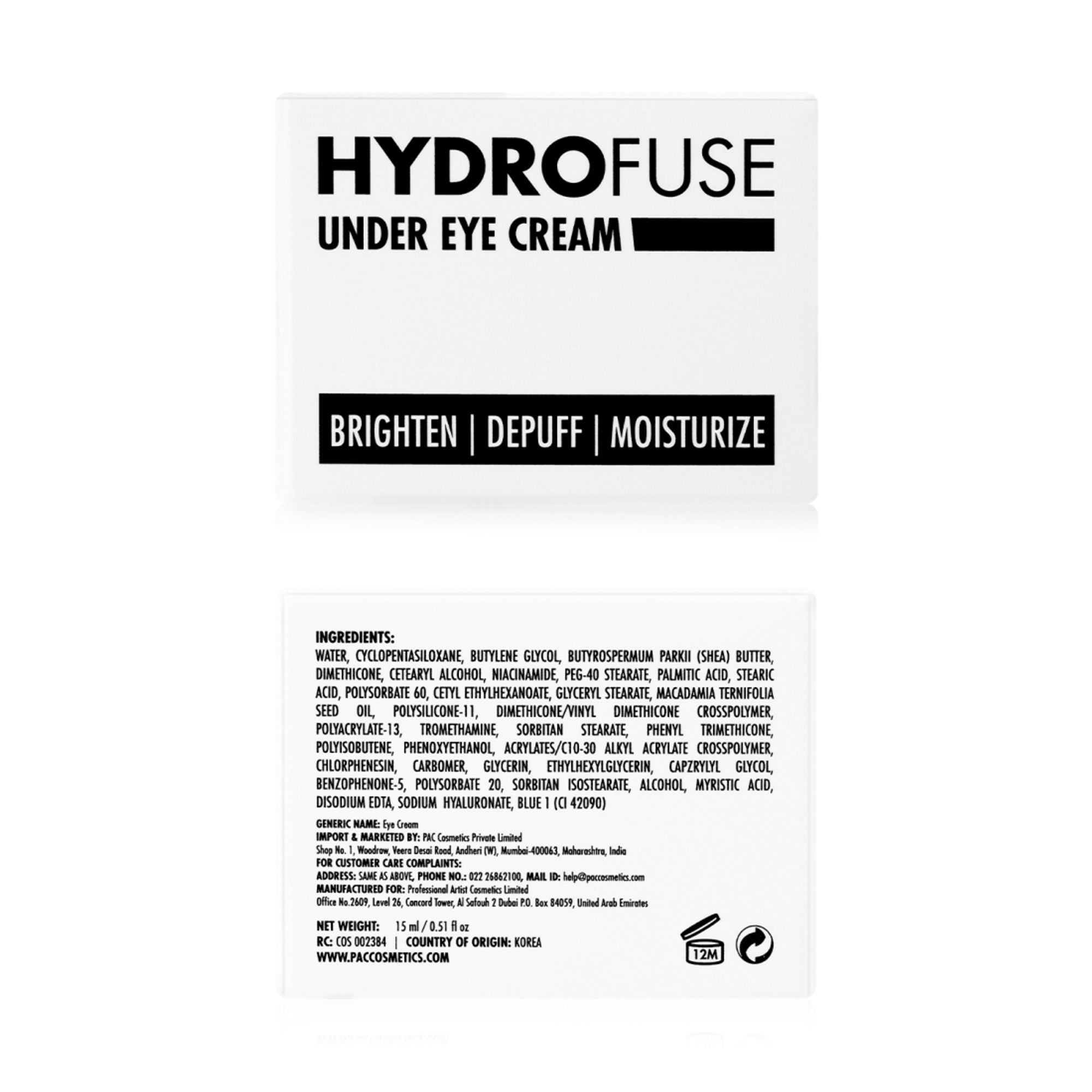 PAC Studio Hydro Fuse Under Eye Cream - Reduces Puffiness & Dark Circles, Brightens, Hydrates & Moisturizes