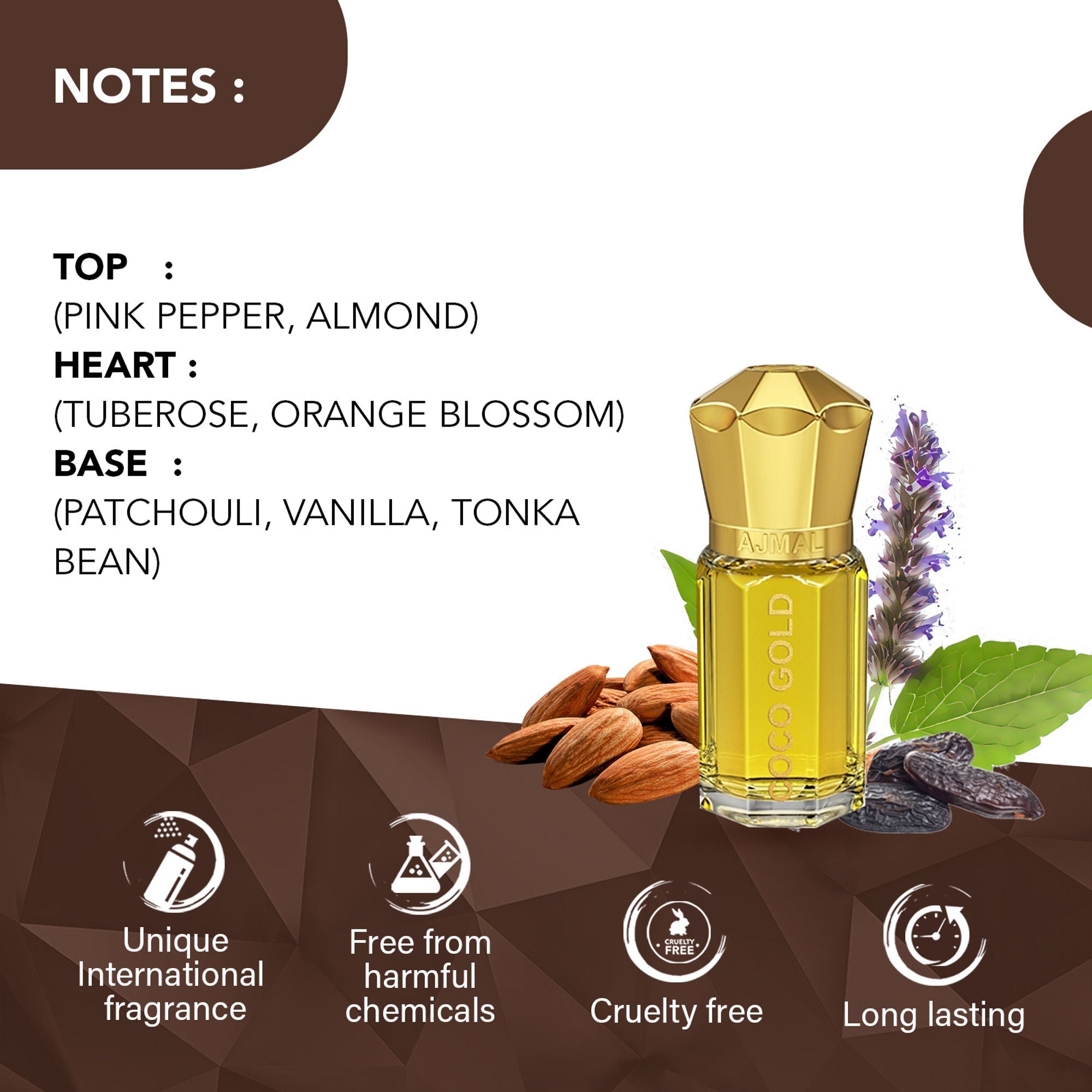 Ajmal India Coco Gold Attar Concentrated Perfume For Her