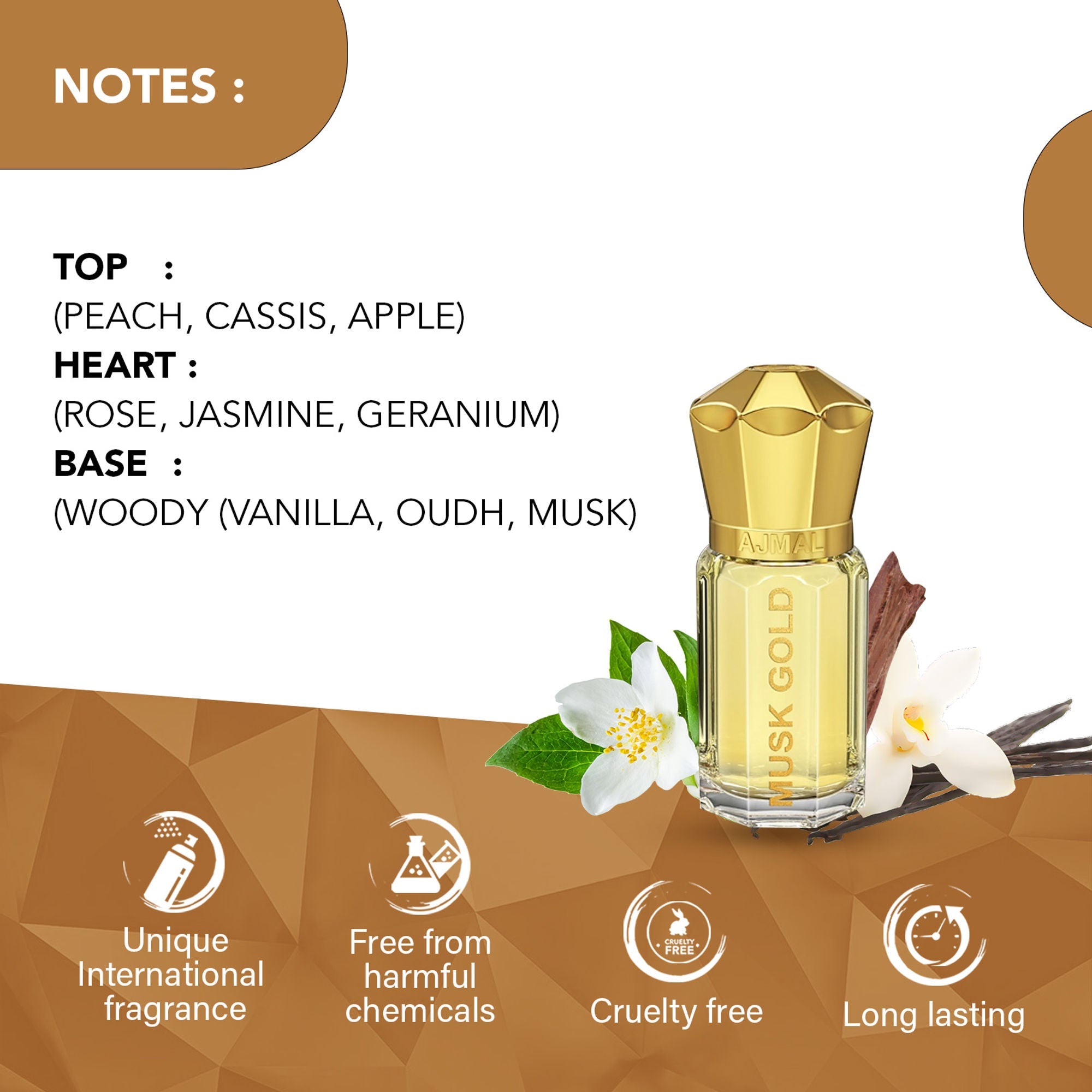 Ajmal India Musk Gold Attar Concentrated Perfume For Her
