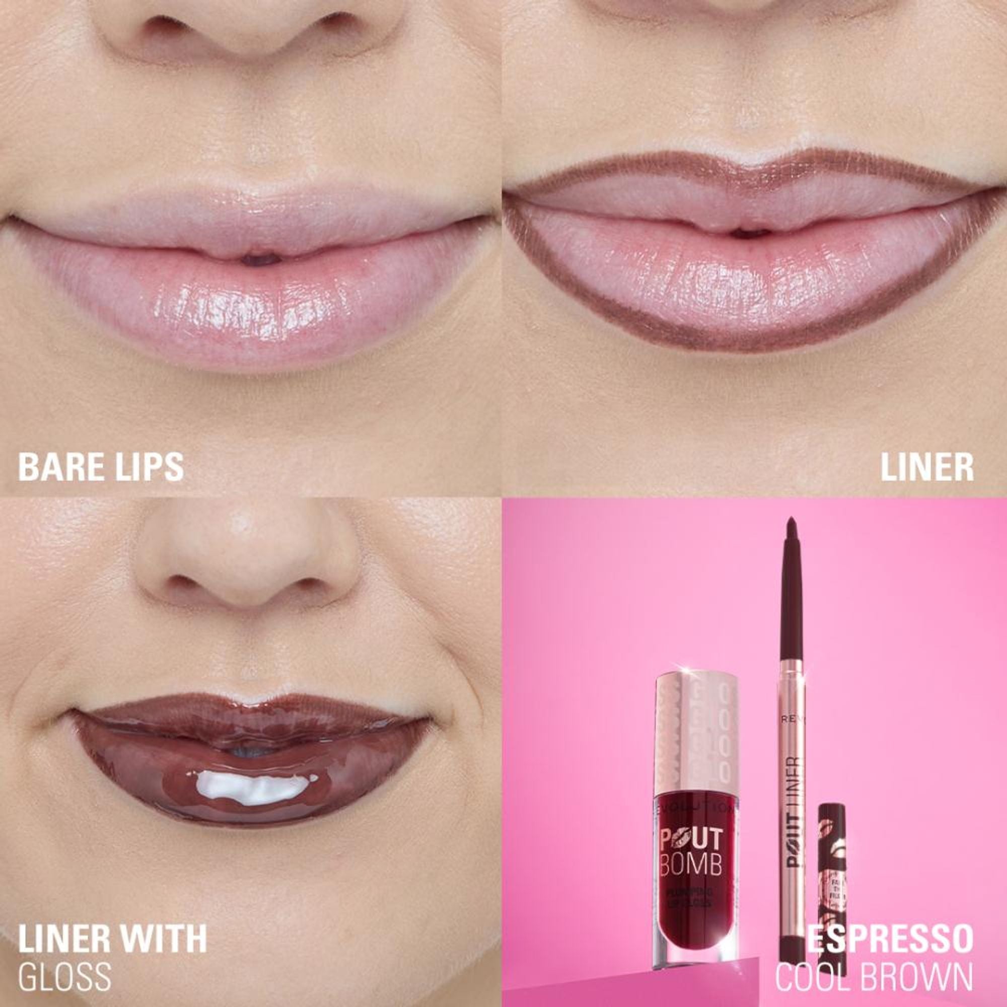 Makeup Revolution Pout Bomb Plumping Lip Liner - Espresso Cool Brown