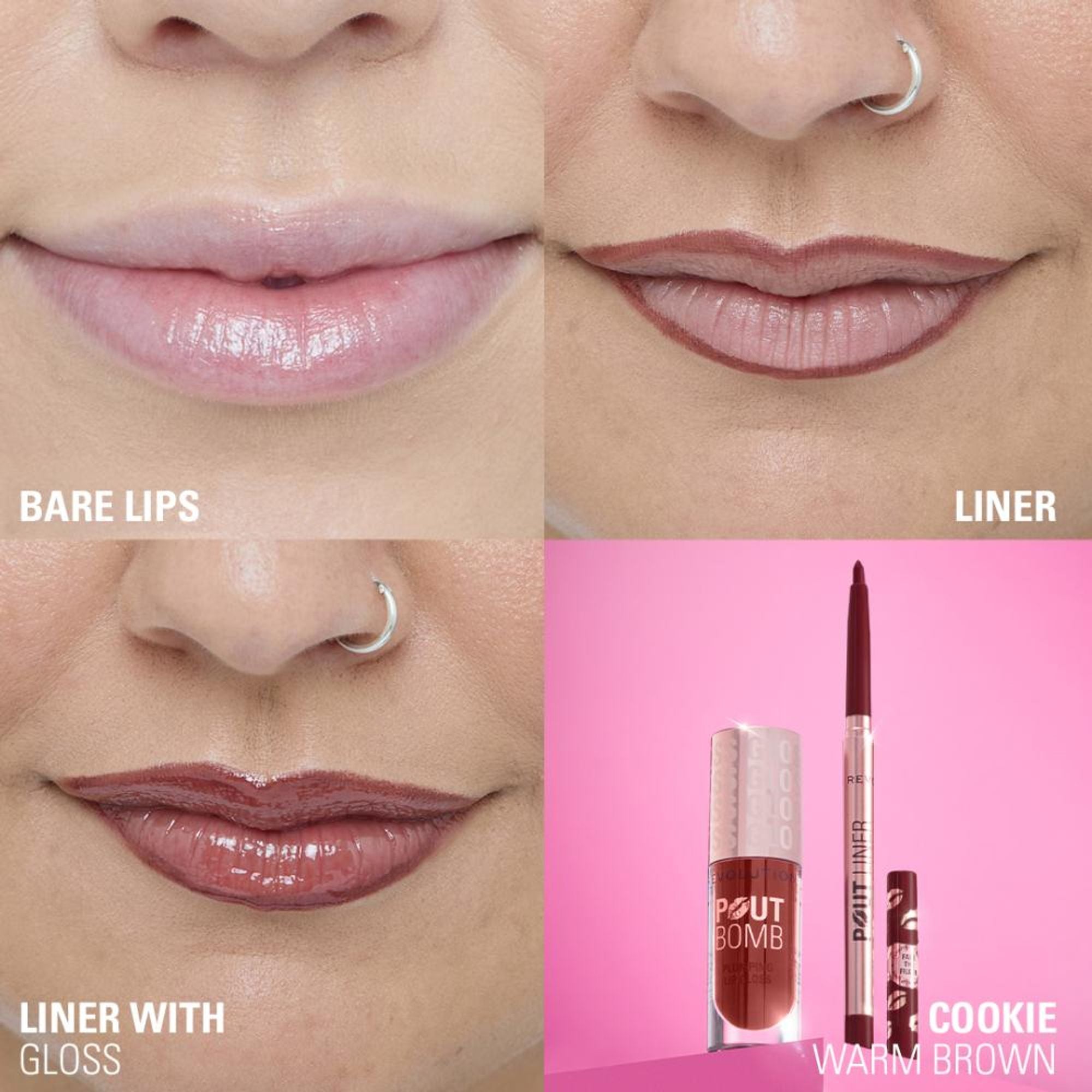 Makeup Revolution Pout Bomb Plumping Lip Liner - Cookie Warm Brown