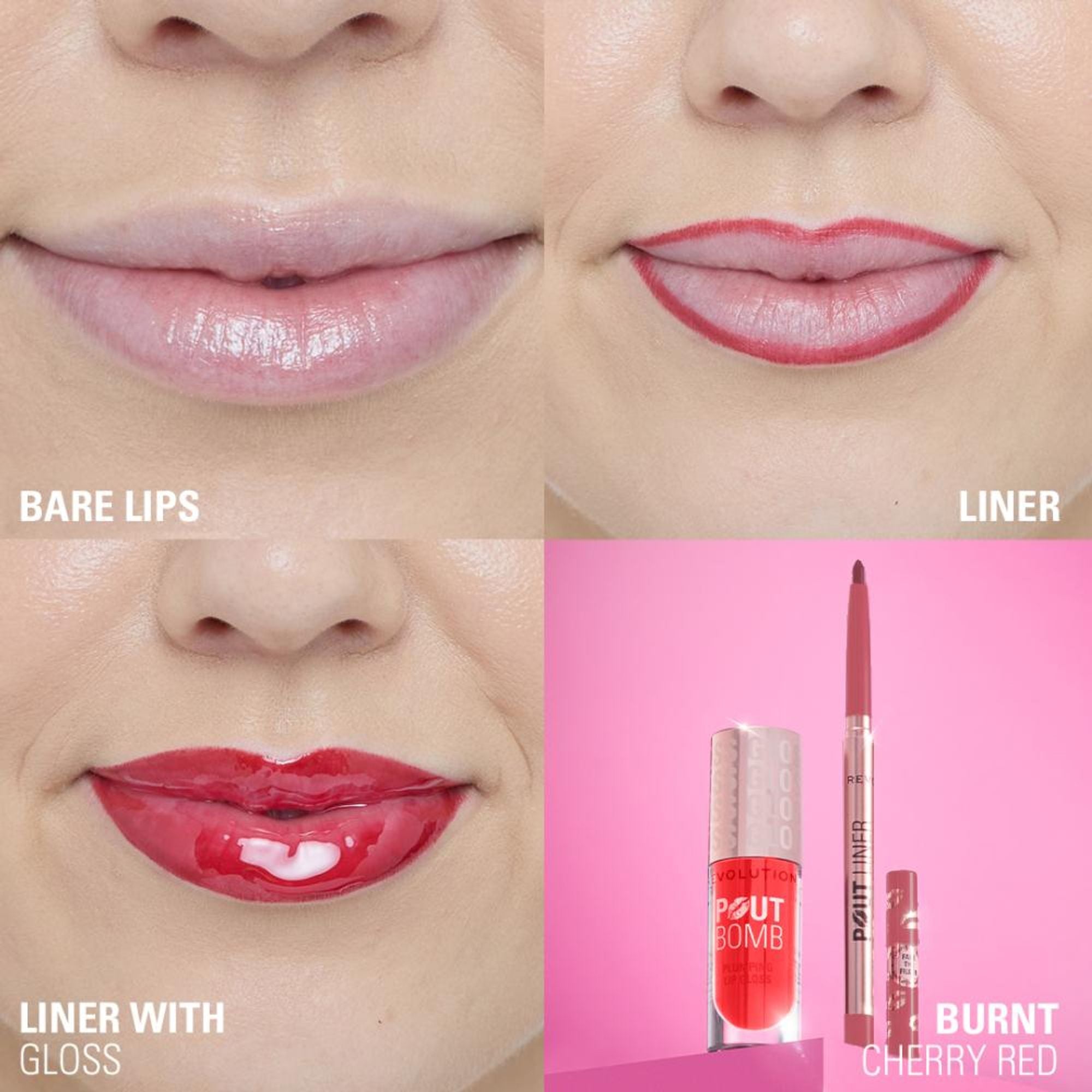 Makeup Revolution Pout Bomb Plumping Lip Liner - Burnt Cherry Red