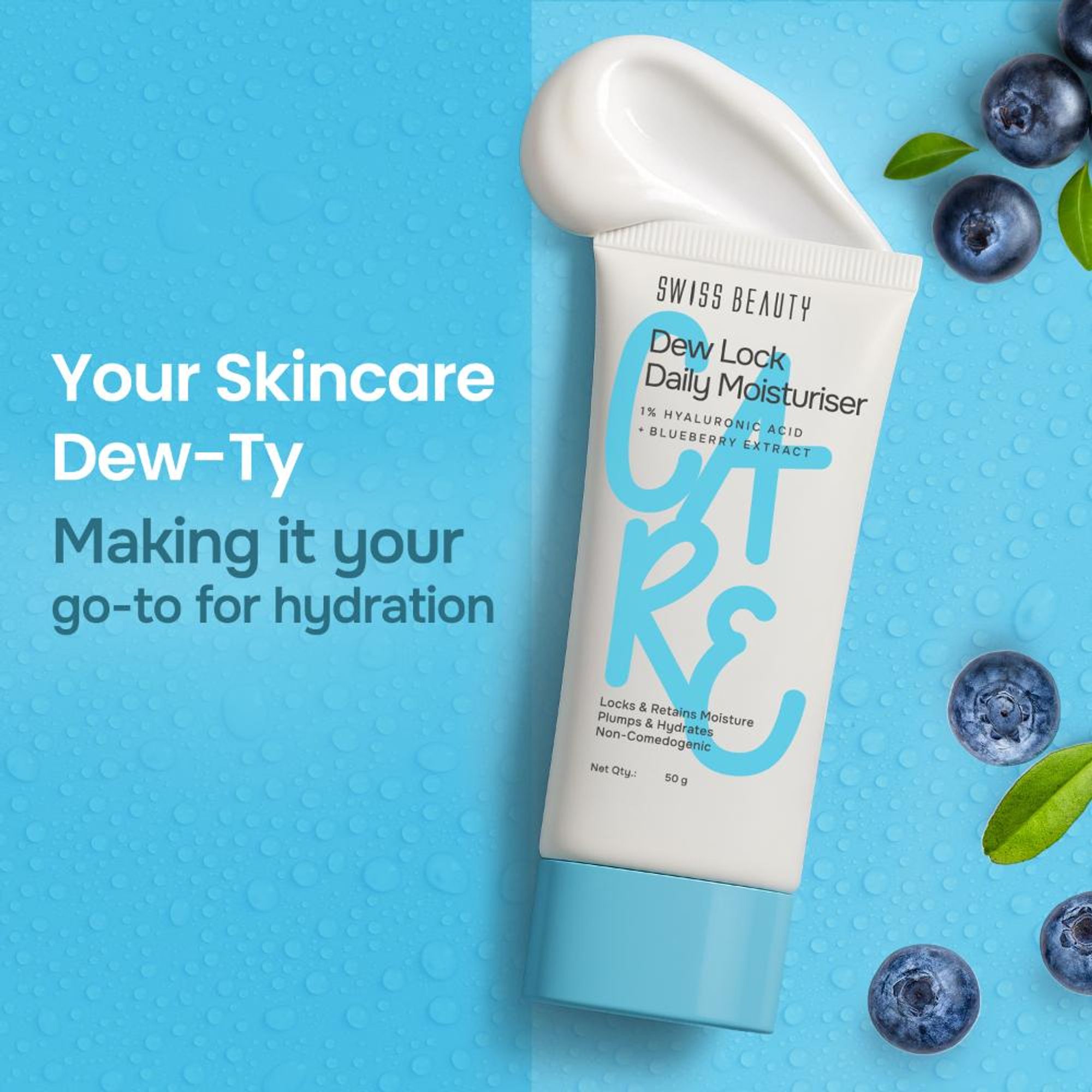 Swiss Beauty Care Dew Lock Daily Moisturiser - 1% Hyaluronic Acid & Blueberry Extract