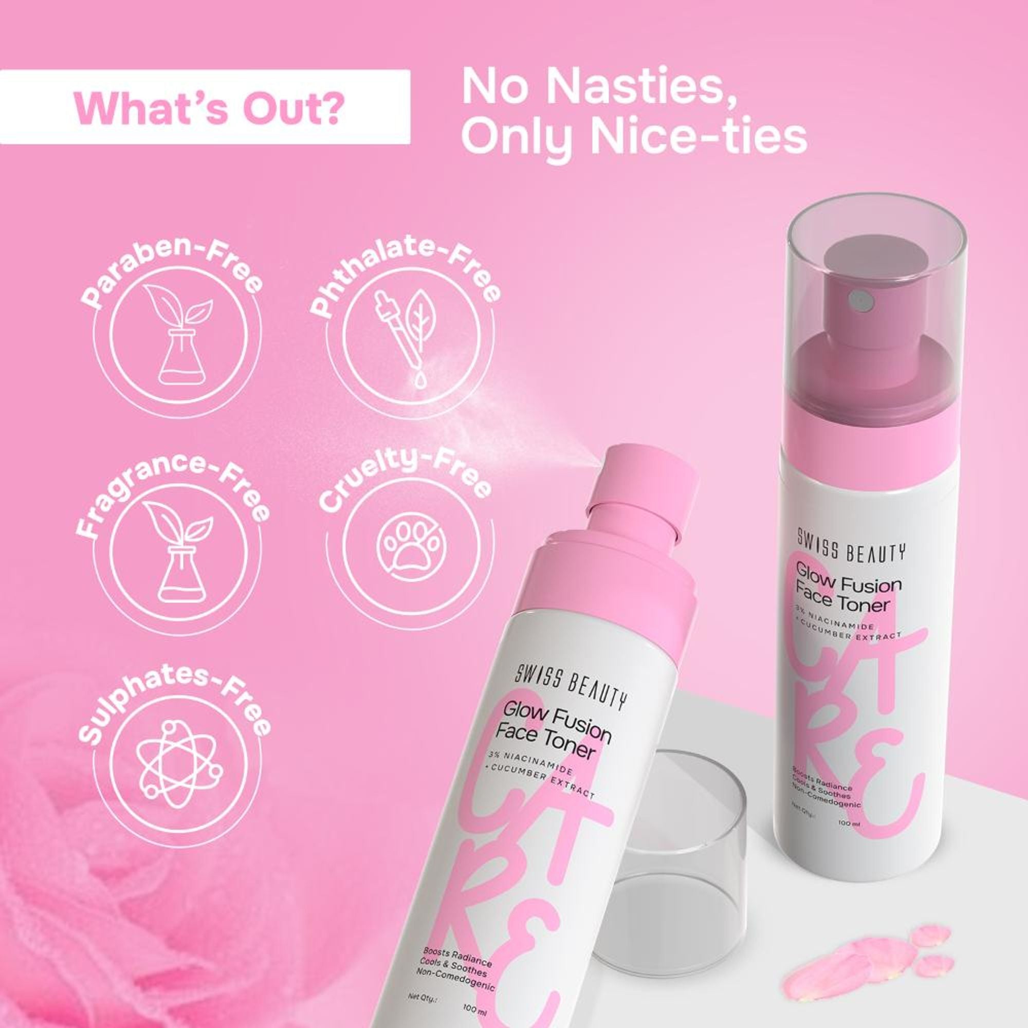 Swiss Beauty Care Glow Fusion Face Toner - 3% Niacinamide & Cucumber Extract