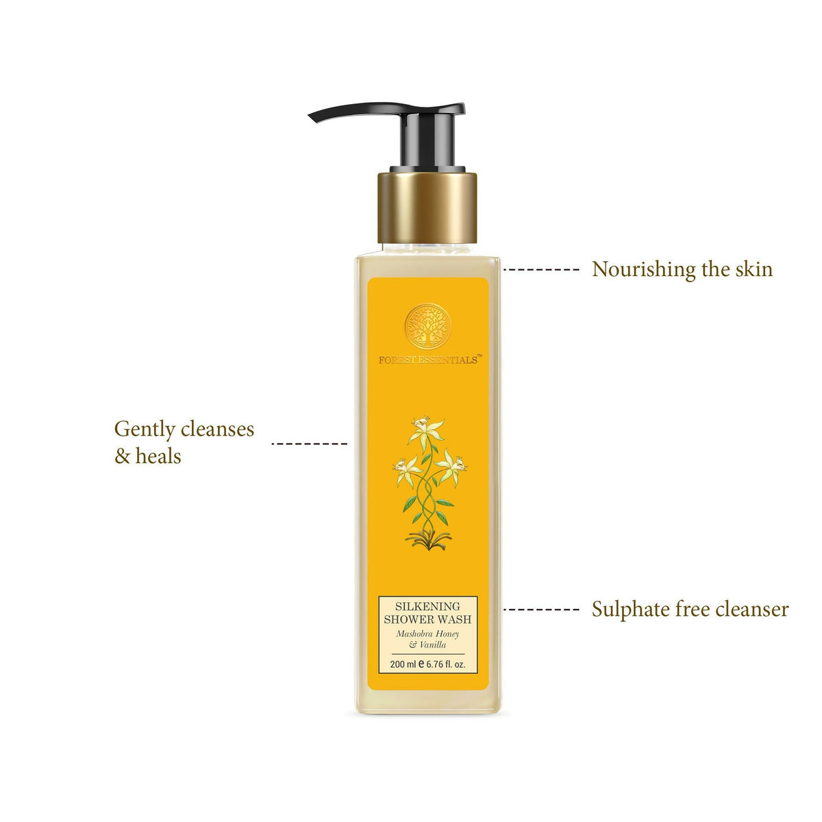 Forest Essentials Silkening Shower Wash Mashobra Honey & Vanilla