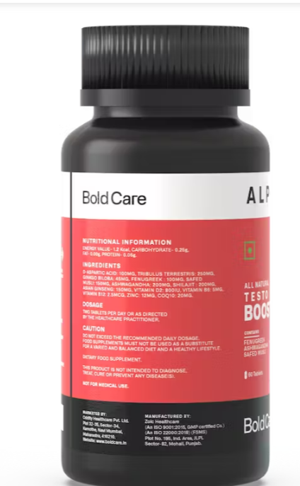 Boldcare - Alpha - Natural Testosterone Booster, 60 Tablets