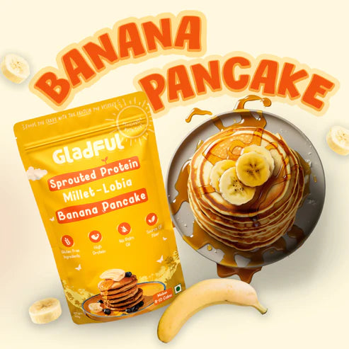 Gladful Banana Millet Pancake Mix with Sprouted Millets & Lobia Masoor Protein