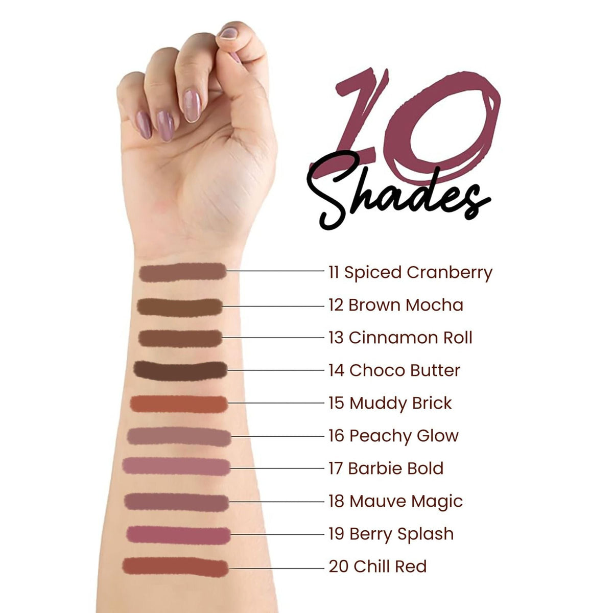 MARS Cosmetics Matte Lip Liner Set of 10 - Set B