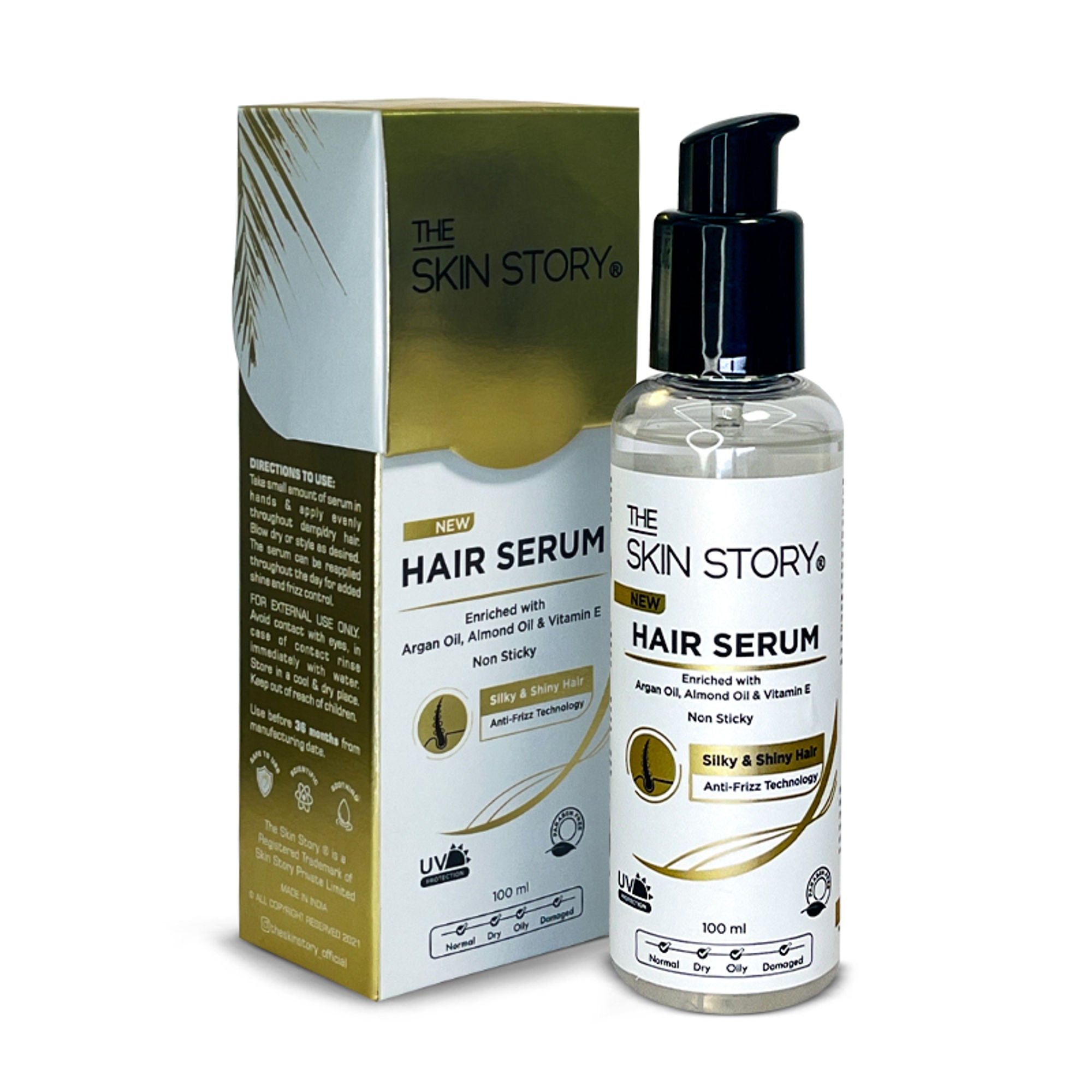 The Skin Story Anti Frizz Hair Serum For Smooth Shiny Silky Hair with Vit E Argan Oil