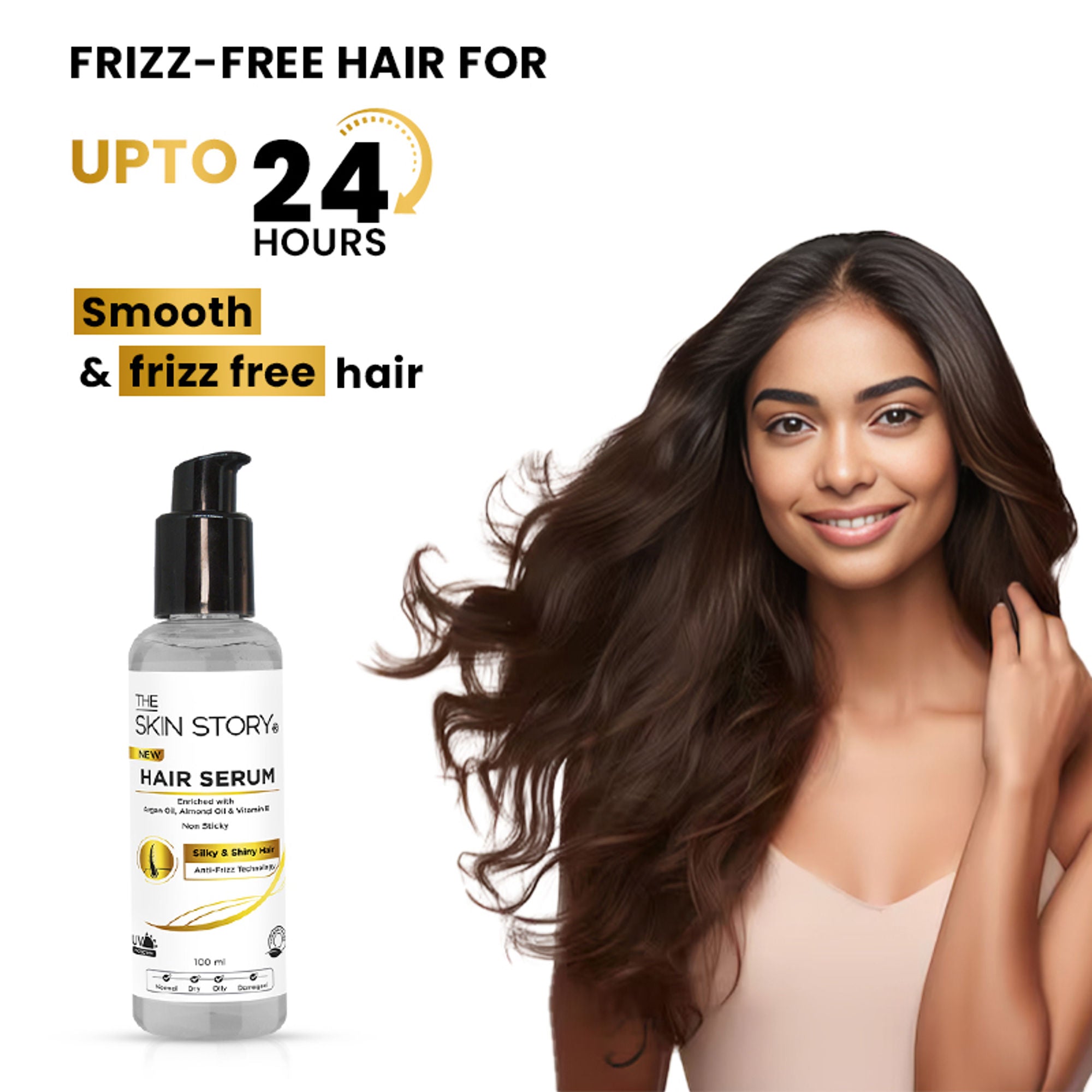 The Skin Story Anti Frizz Hair Serum For Smooth Shiny Silky Hair with Vit E Argan Oil