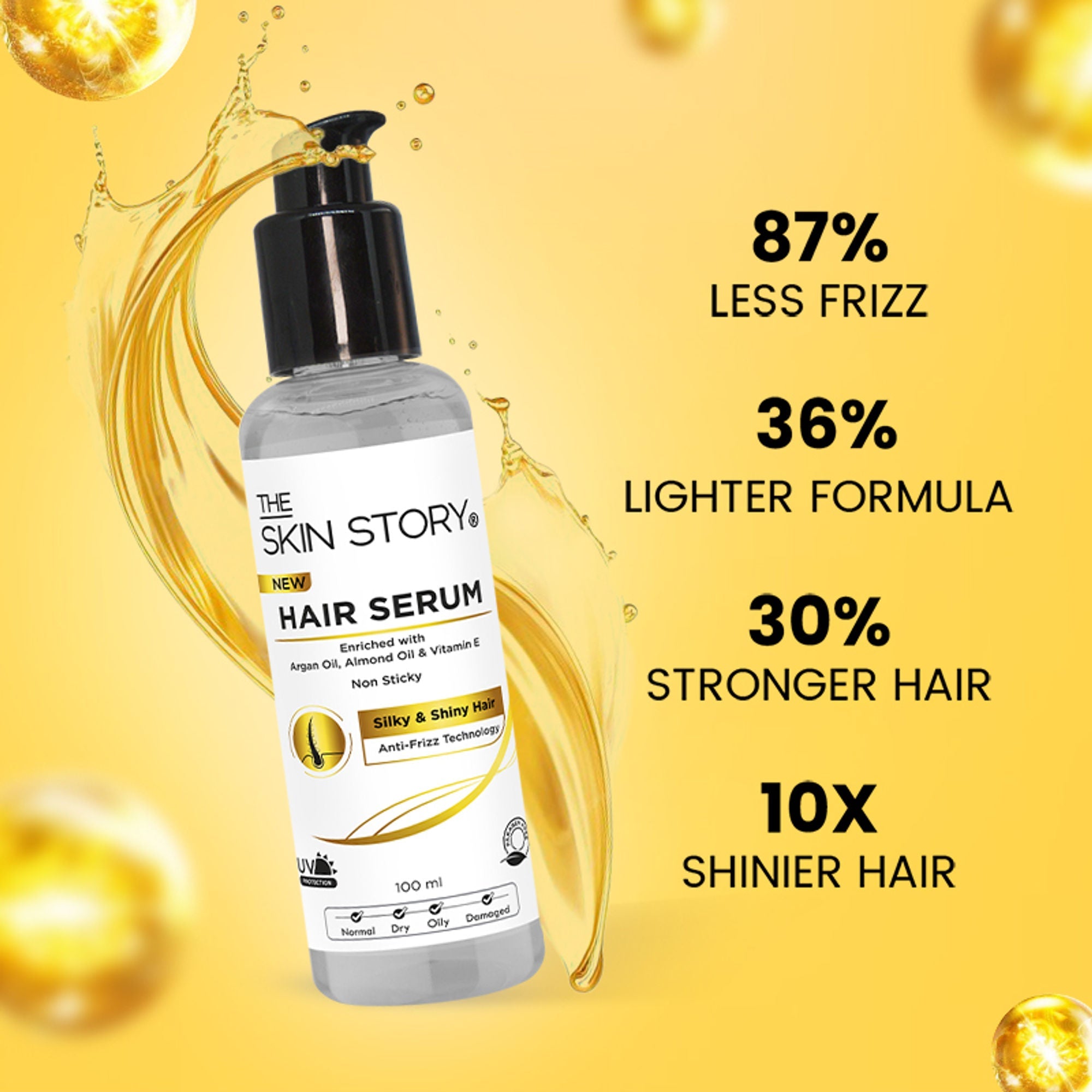 The Skin Story Anti Frizz Hair Serum For Smooth Shiny Silky Hair with Vit E Argan Oil