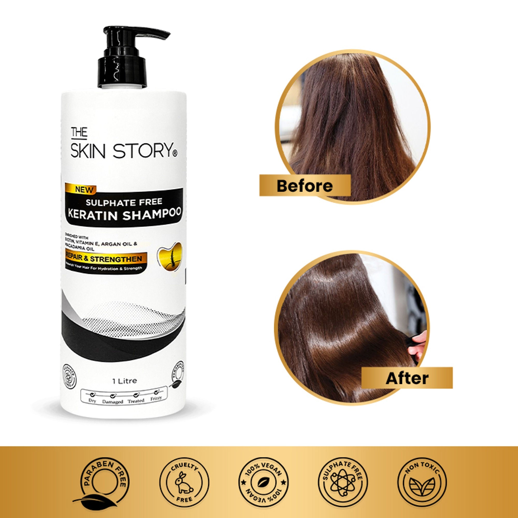 The Skin Story Sulphate Free Keratin Smooth Shampoo For Dry Damaged Hair