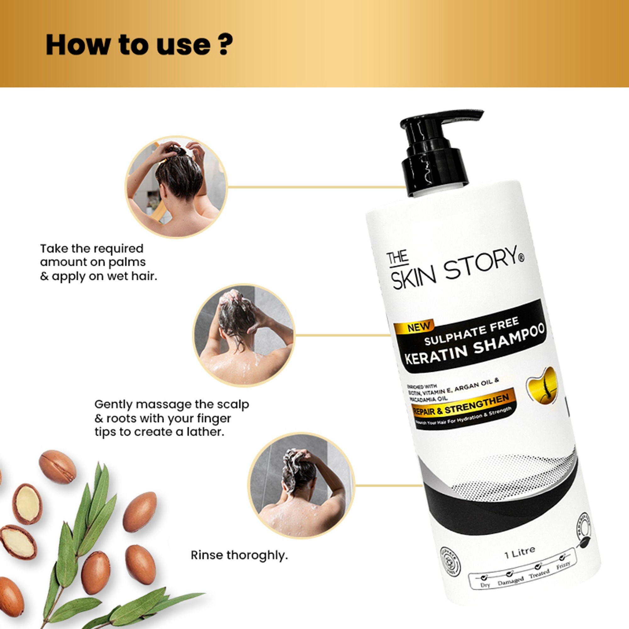 The Skin Story Sulphate Free Keratin Smooth Shampoo For Dry Damaged Hair