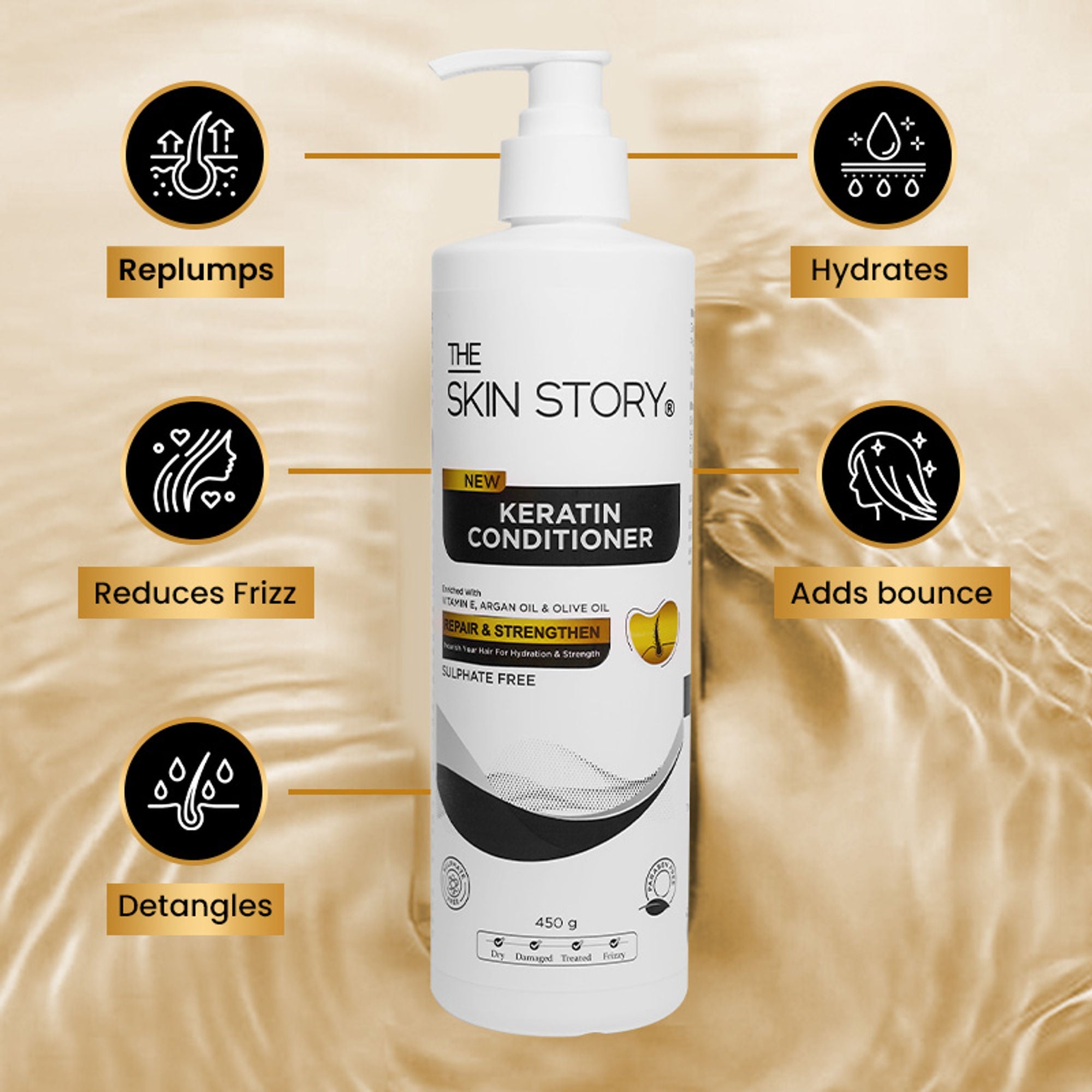 The Skin Story Sulphate Free Keratin Conditioner For Coloured Dry Frizzy Damaged Hair With Vitamin E
