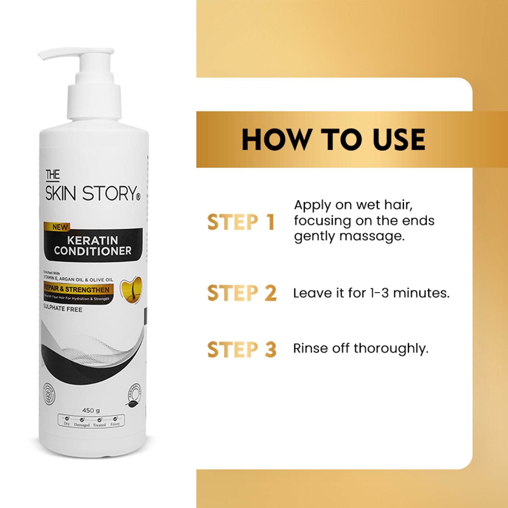 The Skin Story Sulphate Free Keratin Conditioner For Coloured Dry Frizzy Damaged Hair With Vitamin E