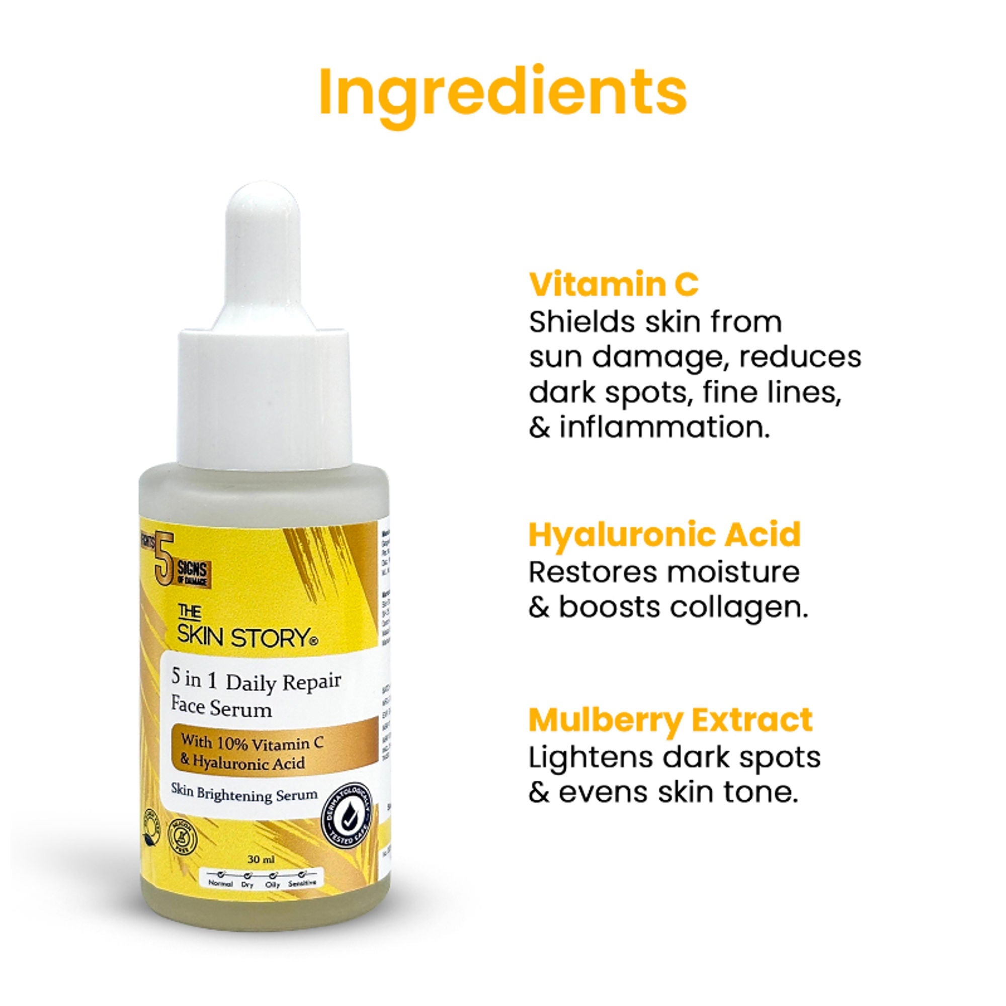 The Skin Story 10% Vitamin C Skin Brightening Face Serum With Hyaluronic Acid