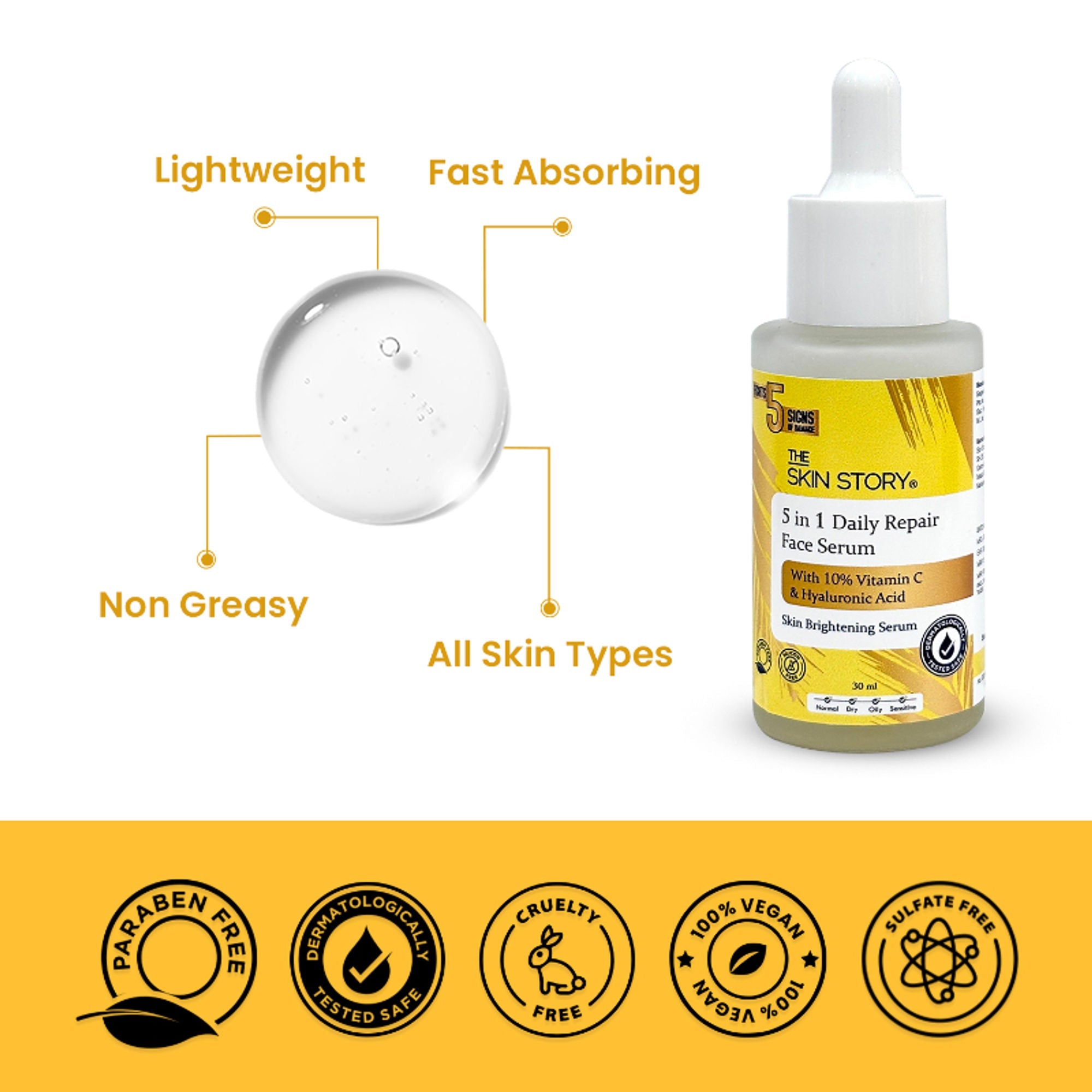 The Skin Story 10% Vitamin C Skin Brightening Face Serum With Hyaluronic Acid