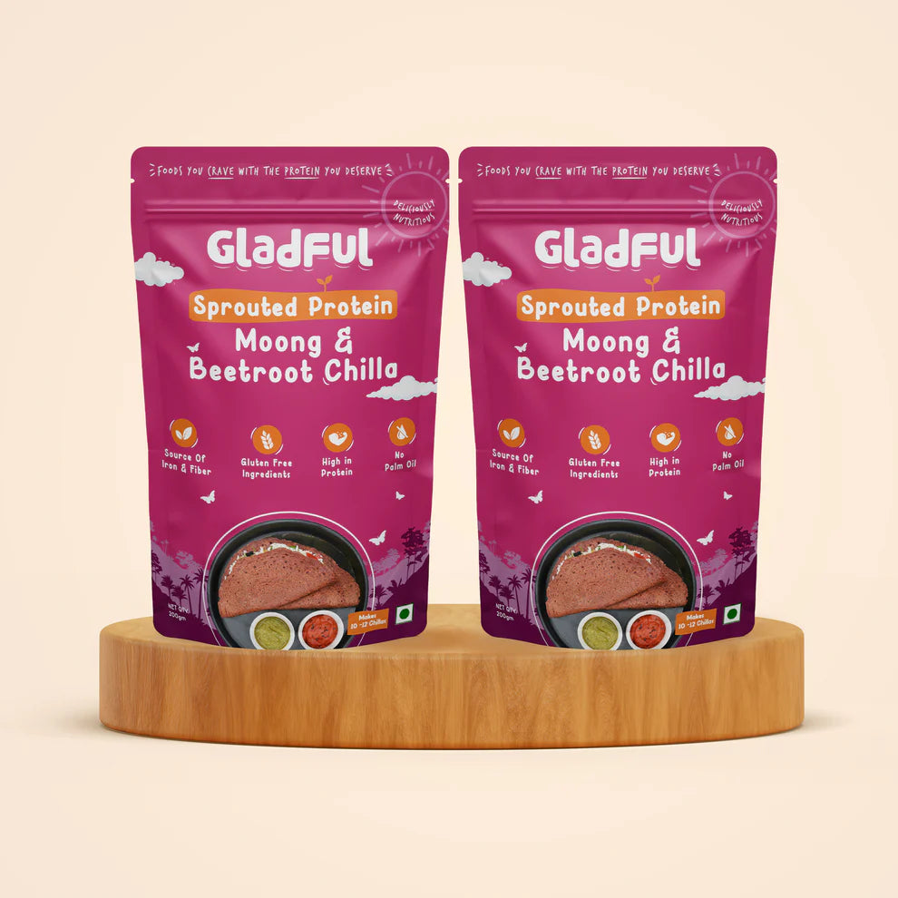 Gladful Beetroot Chilla with Sprouted Moong Mix