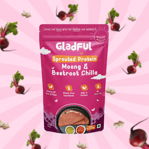 Gladful Beetroot Chilla with Sprouted Moong Mix