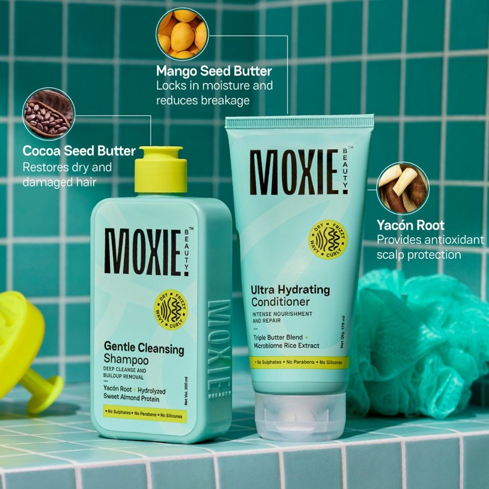 Moxie Beauty Wavy Travel Routine - Shampoo, Conditioner, Leave-In Conditioner & Styling Serum Gel