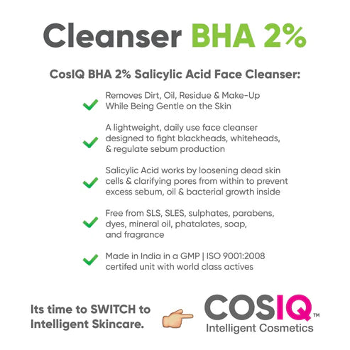 COSIQ BHA-2% Salicylic Acid Face Cleanser