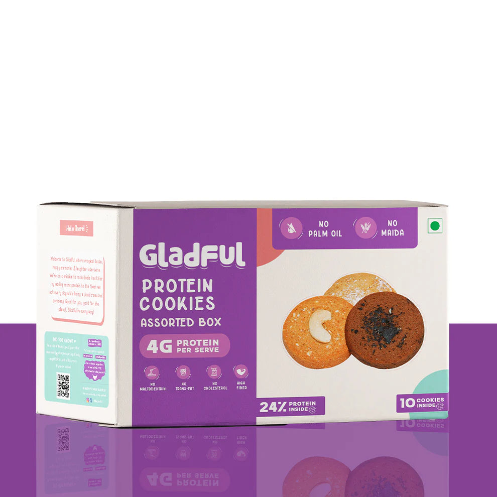 Gladful Assorted Protein Cookies Made with Wholewheat Atta & Butter