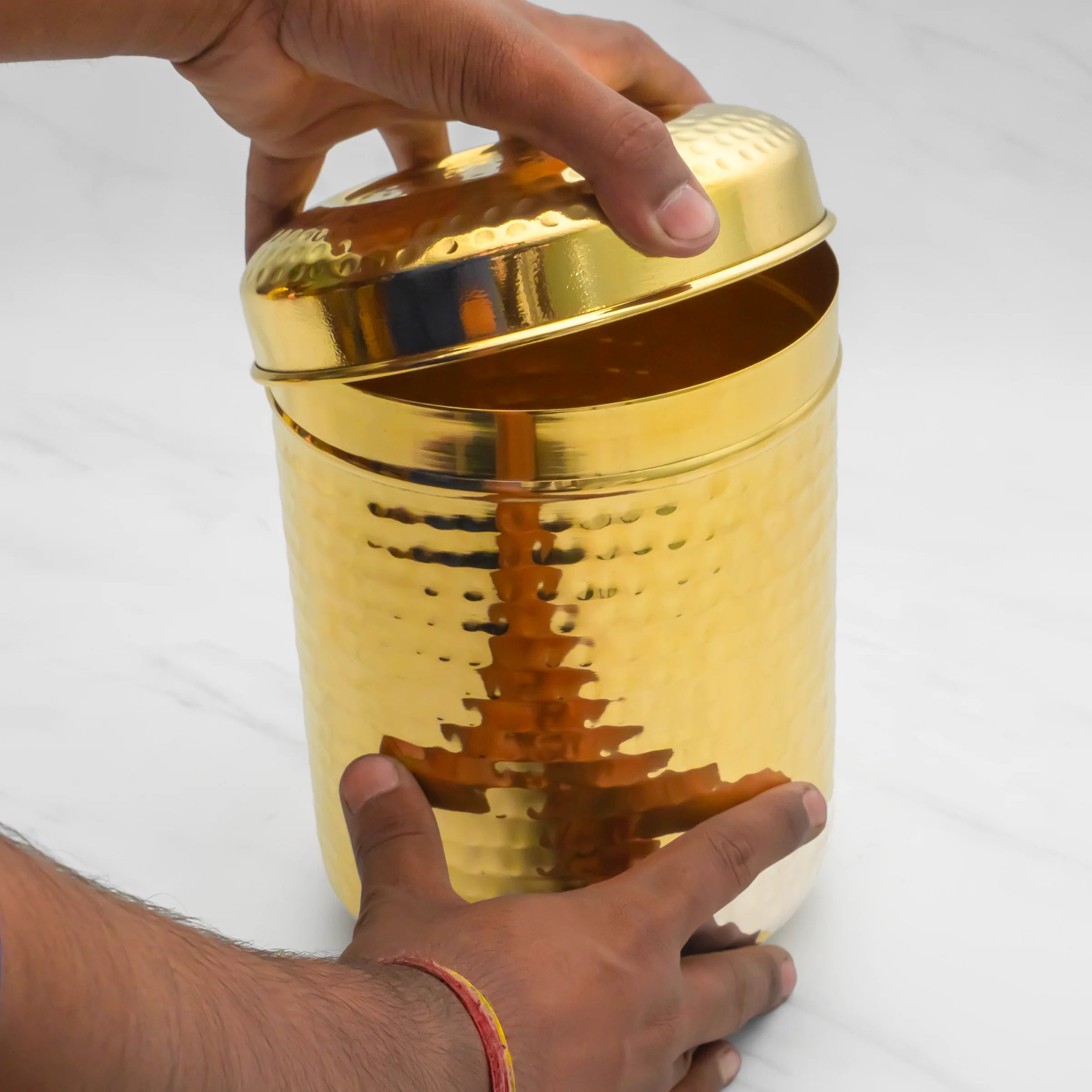 Health Smith  Brass Dabba for Storage | Pure Brass Jar/Container | Multipurpose Dabba (Large)