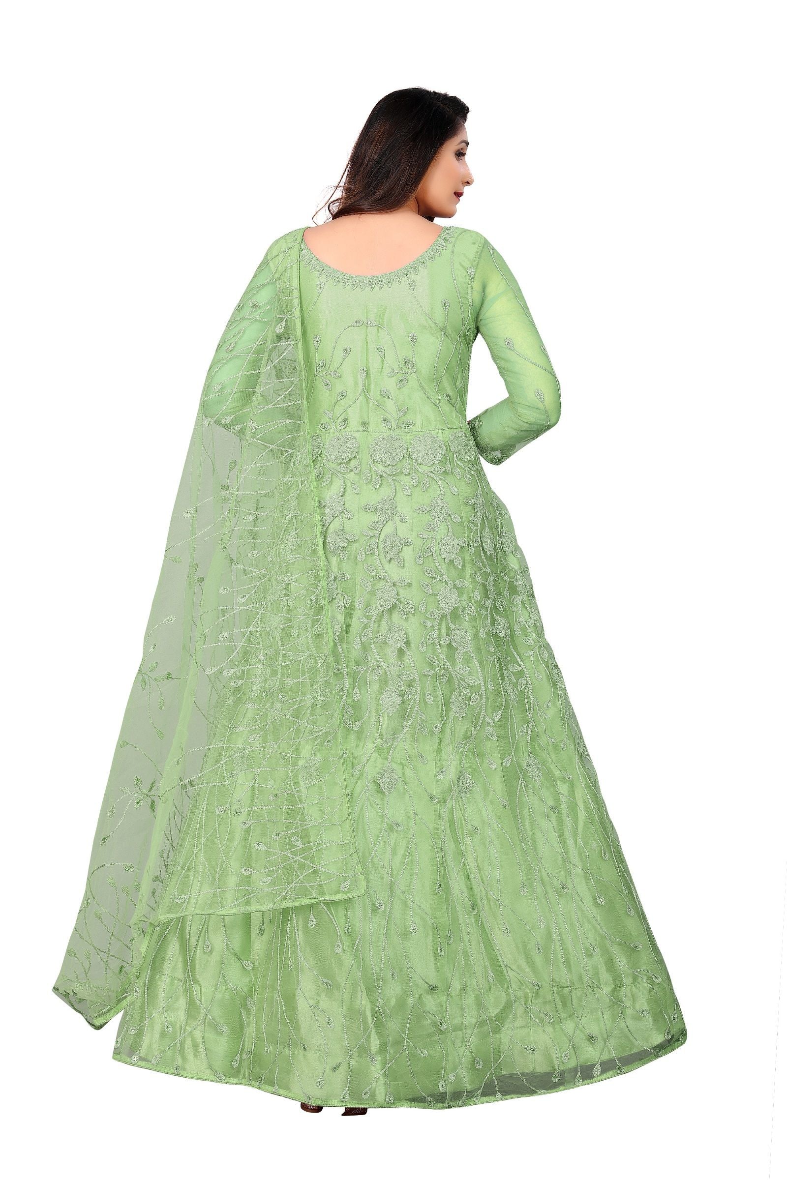 Aastha parrot Green Dupatta with Net top fabric Crepe Bottom fabric