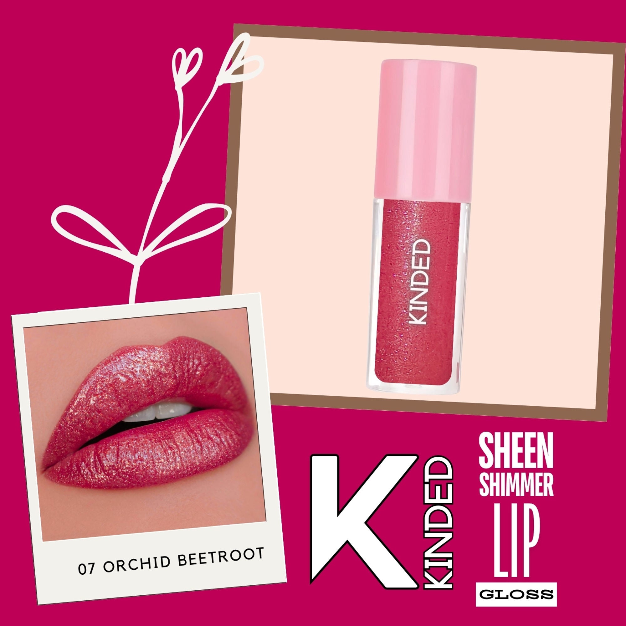 KINDED Sheen Shimmer Lip Gloss - 07 Orchid Beetroot