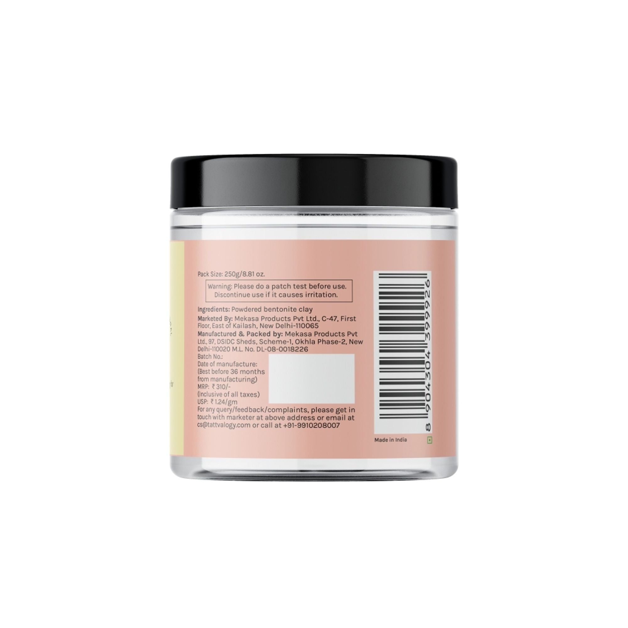Tattvalogy Indian Bentonite Clay Powder - Detox Mask for Oily Skin, Acne and Deep Pore Cleansing