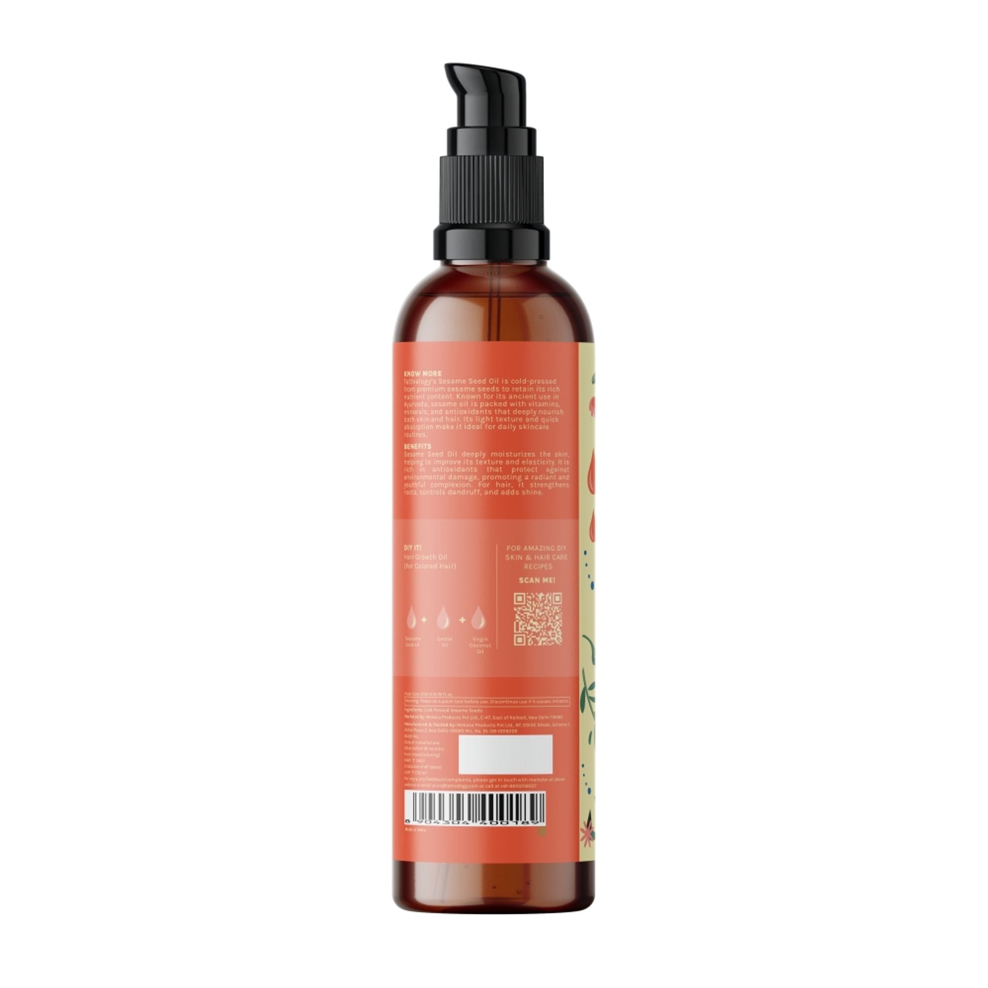 Tattvalogy Sesame Seed Oil - Cold Pressed, Strengthens Hair, Soothes & Nourishes Skin, all Naturally