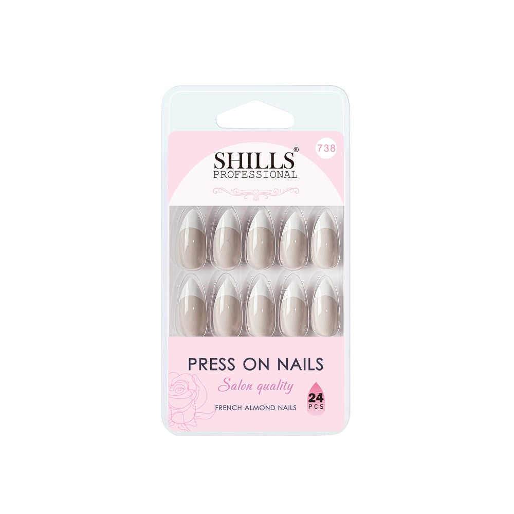 Shills Professional Reusable Press On Nails French Almond - SPN738