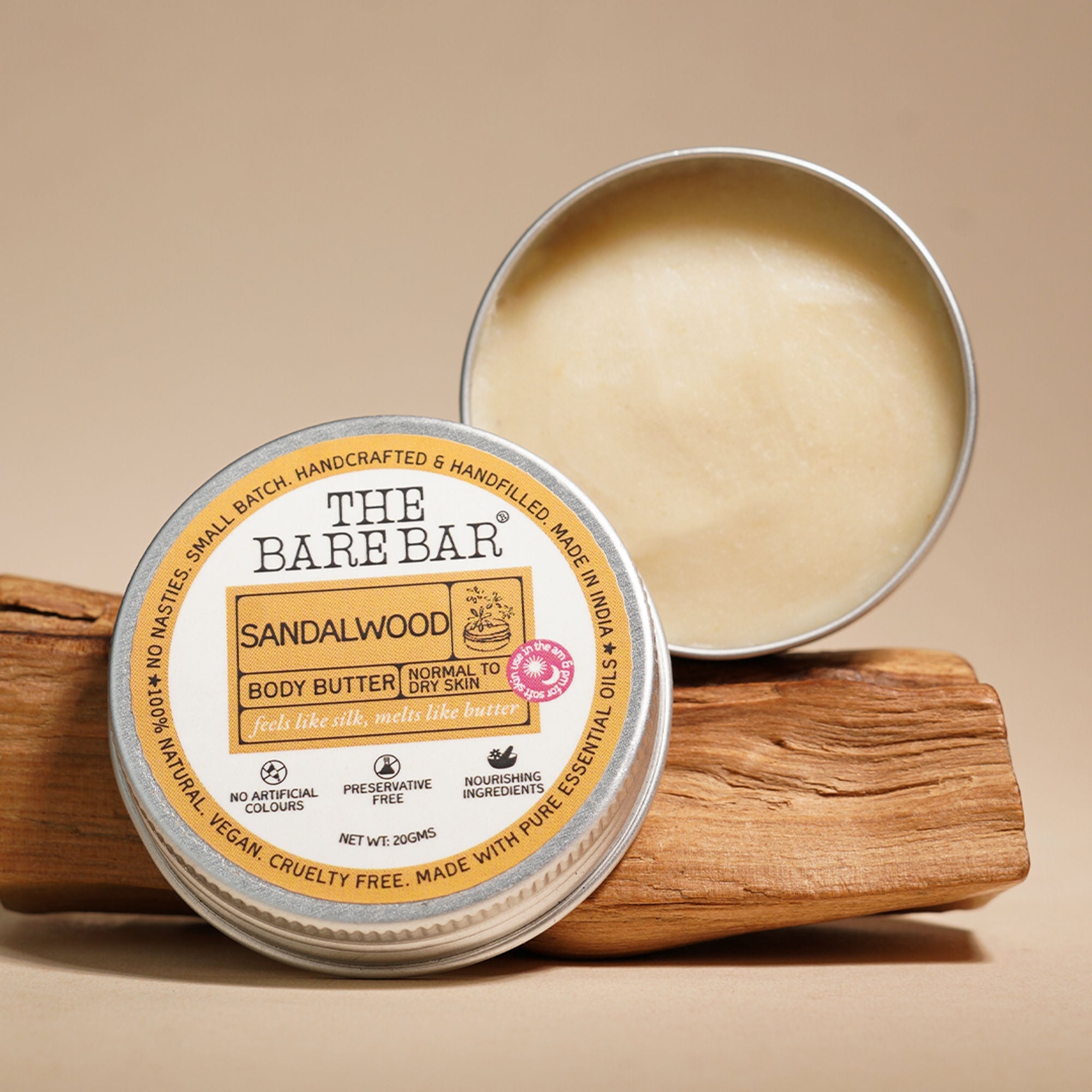 The Bare Bar Sandalwood Body Butter - Nourishing Woody Butter With Shea, Mango, Vit E