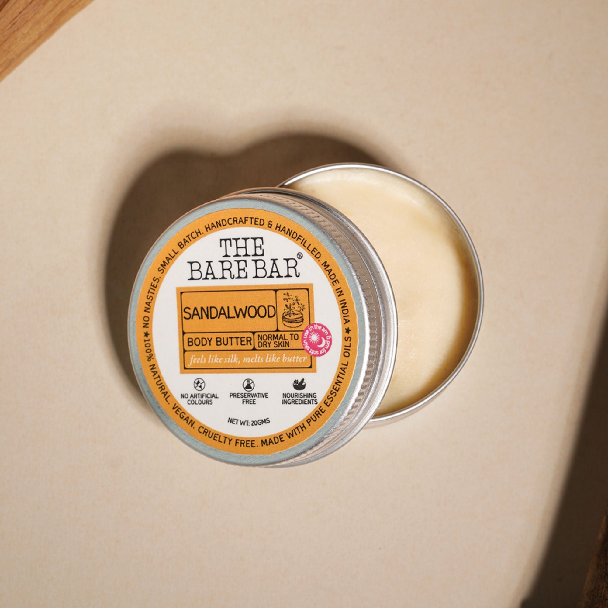 The Bare Bar Sandalwood Body Butter - Nourishing Woody Butter With Shea, Mango, Vit E