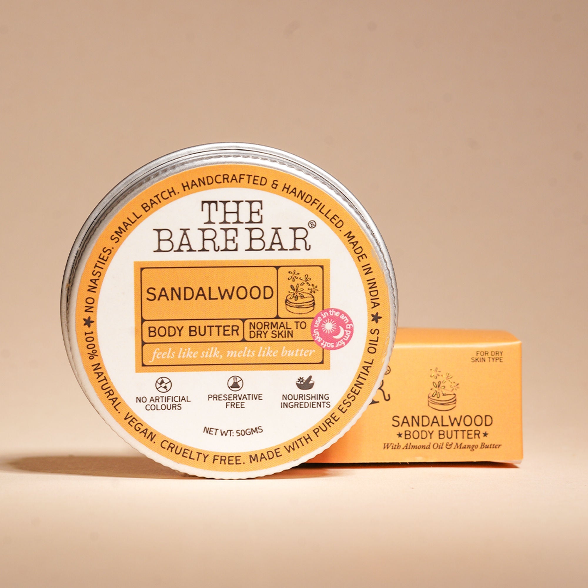 The Bare Bar Sandalwood Body Butter - Nourishing Woody Butter With Shea, Mango, Vit E
