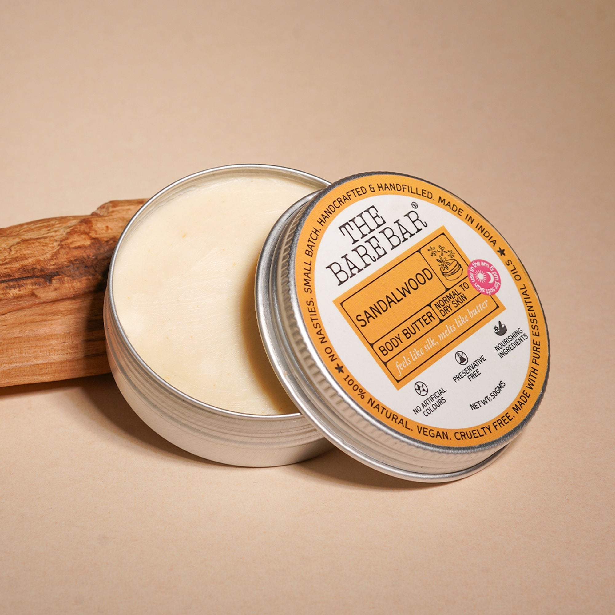 The Bare Bar Sandalwood Body Butter - Nourishing Woody Butter With Shea, Mango, Vit E