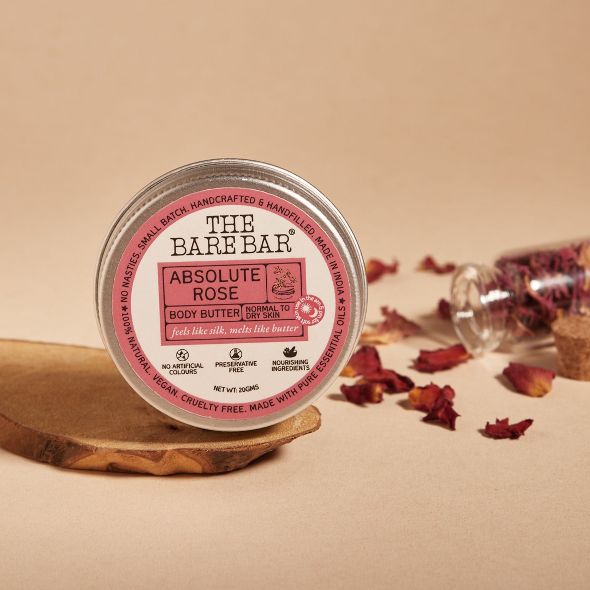 The Bare Bar Absolute Rose Body Butter - Rose-Scented Moisturizer With Clean, Rich Formula