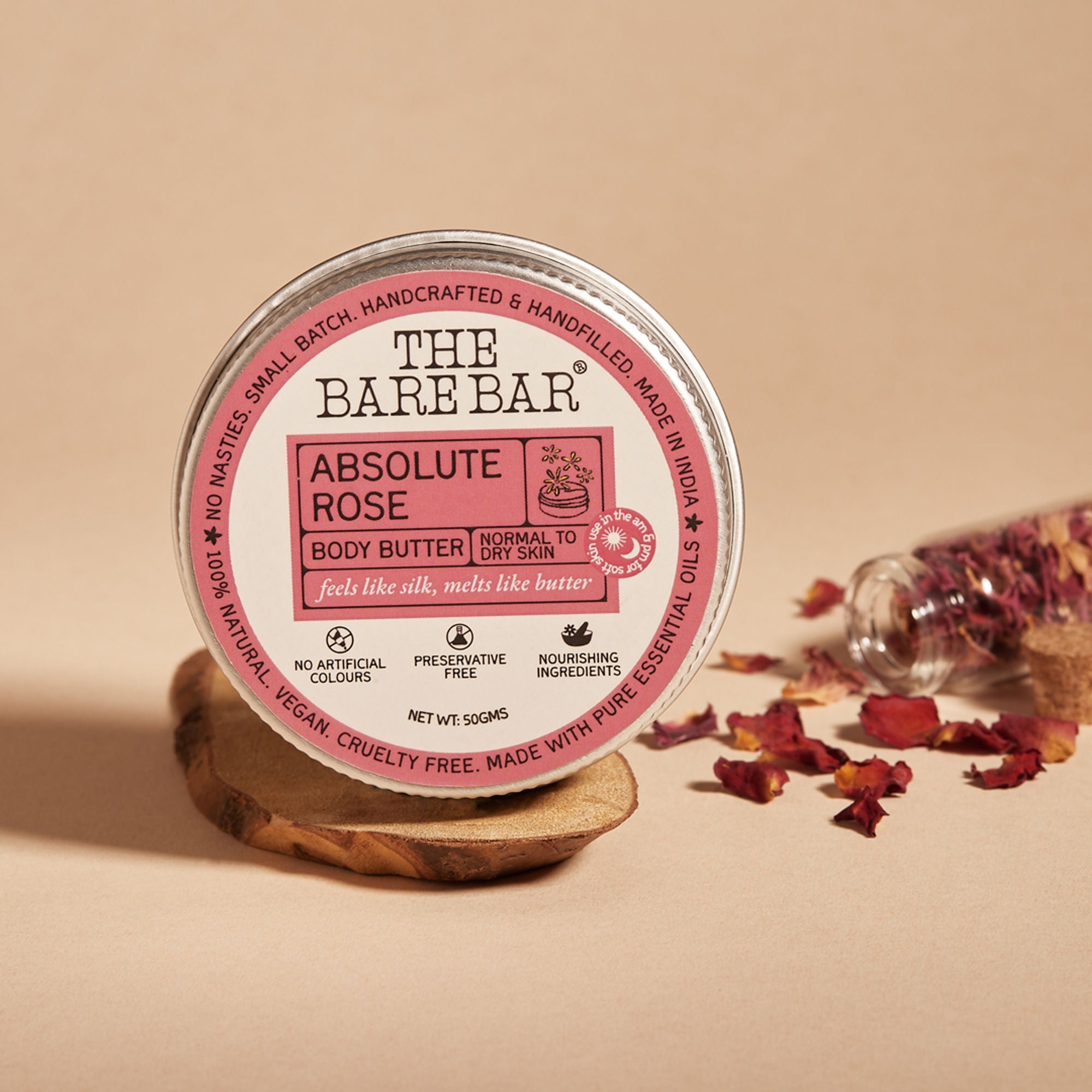 The Bare Bar Absolute Rose Body Butter - Rose-Scented Moisturizer With Clean, Rich Formula