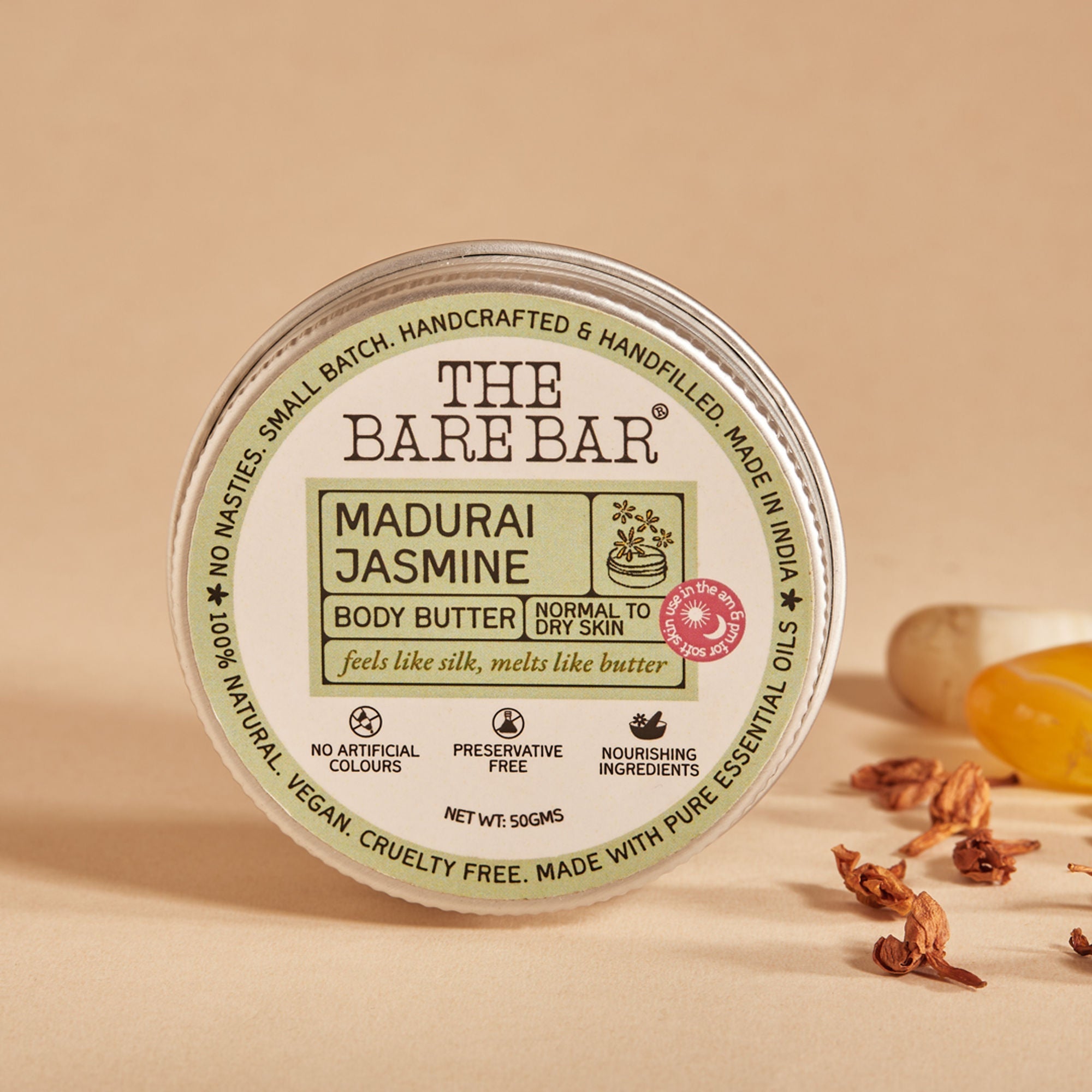 The Bare Bar Madurai Jasmine Body Butter - Floral Moisturizer For Smooth, Radiant Skin
