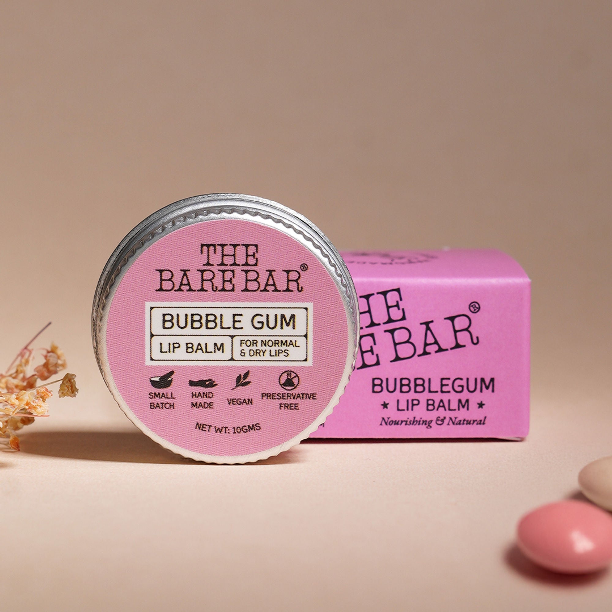 The Bare Bar Berry Blast Lip Balm - Buttery Moisture For Pigmented, Dry Lips - Bubble Gum