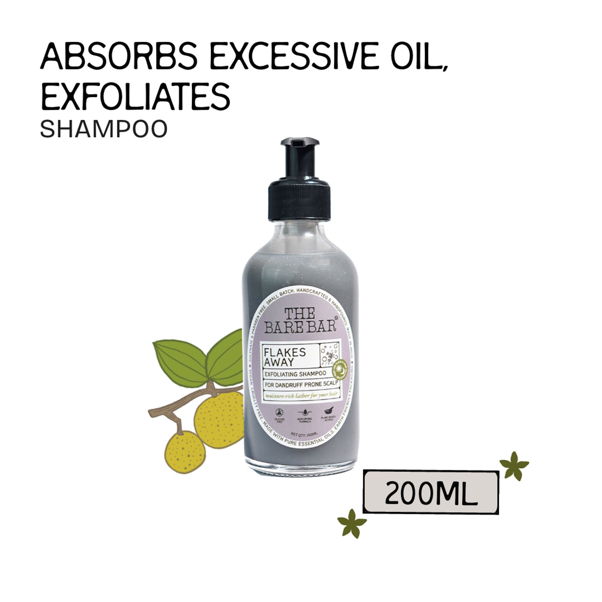 The Bare Bar Flakes Away Exfoliating Shampoo-Clears Scalp Buildup, Soothes & Hydrates Without Grease