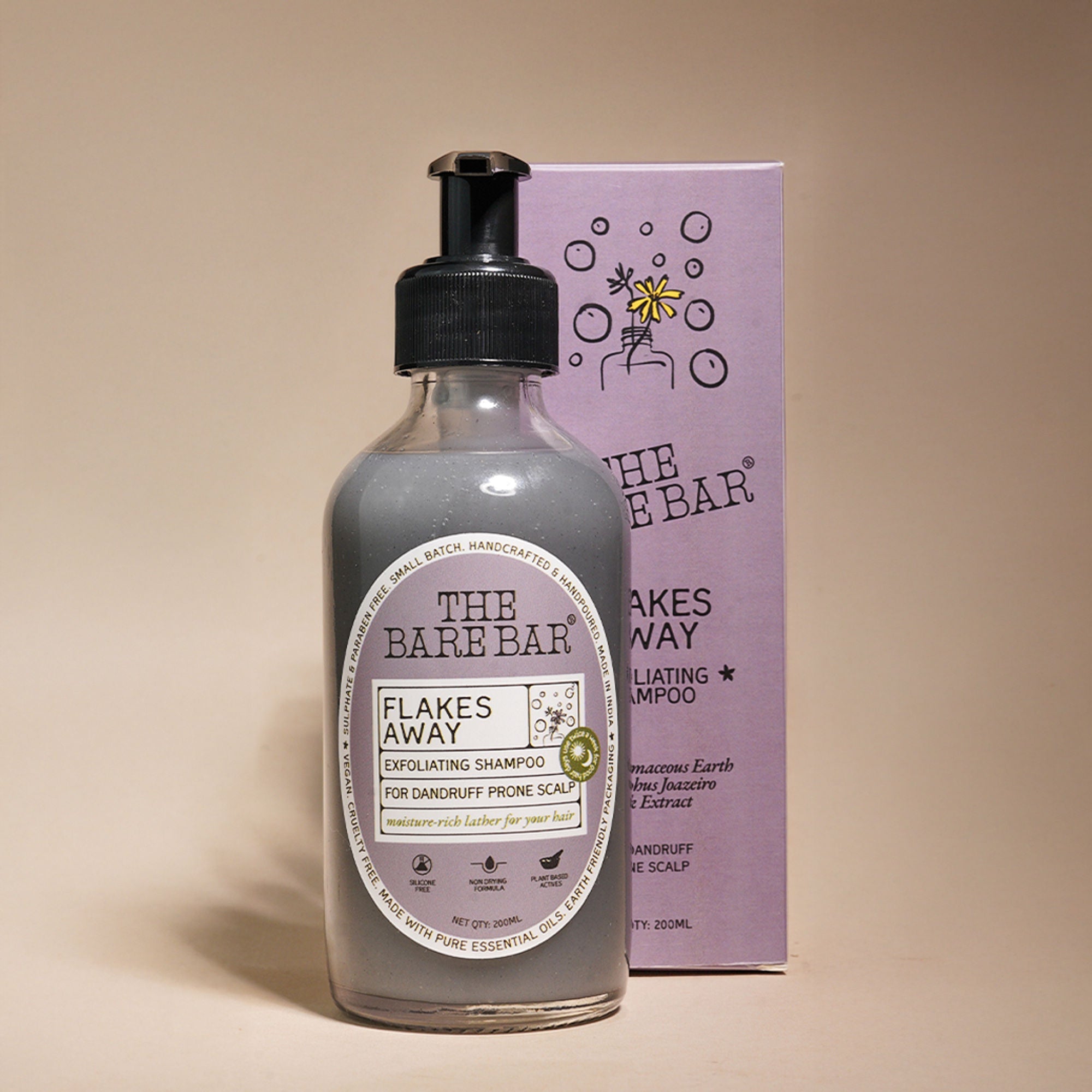 The Bare Bar Flakes Away Exfoliating Shampoo-Clears Scalp Buildup, Soothes & Hydrates Without Grease